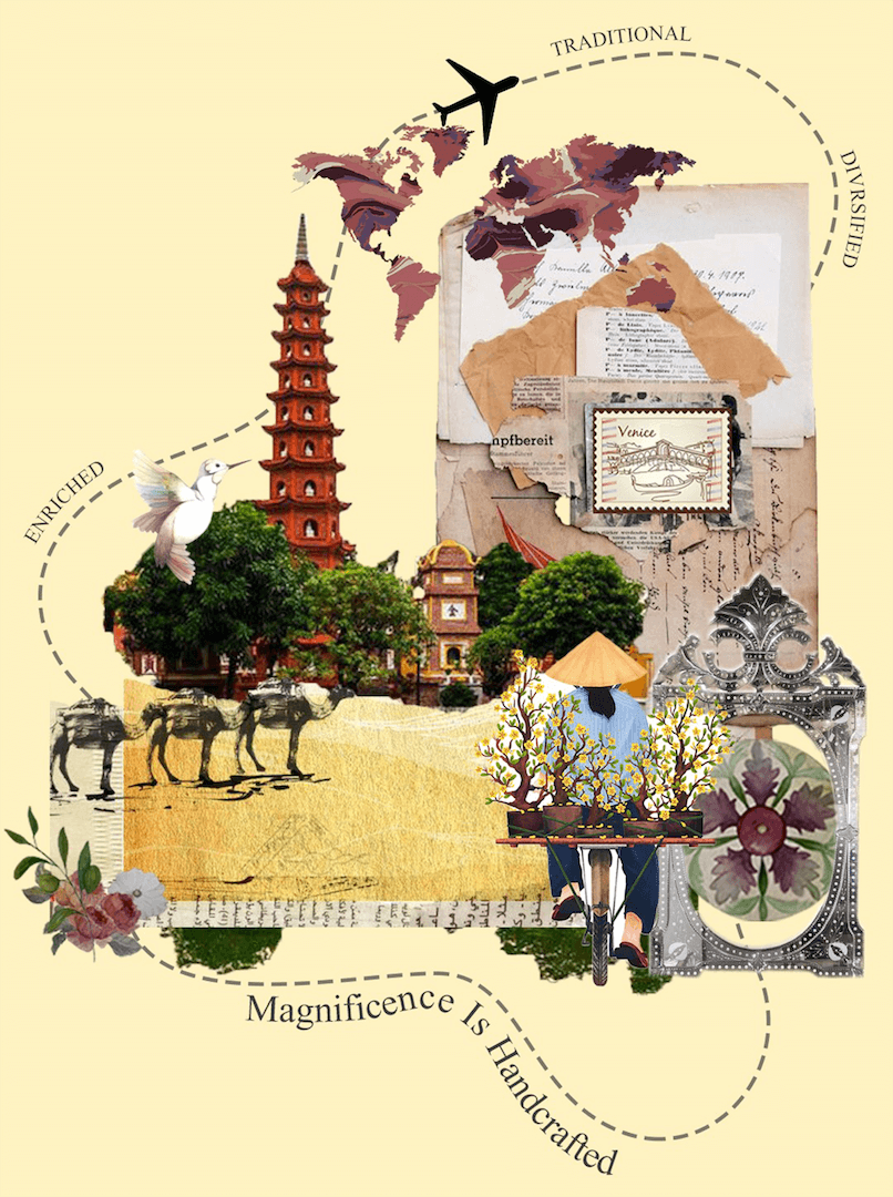 Là Fuori collage of travel, architecture, and craftsmanship.