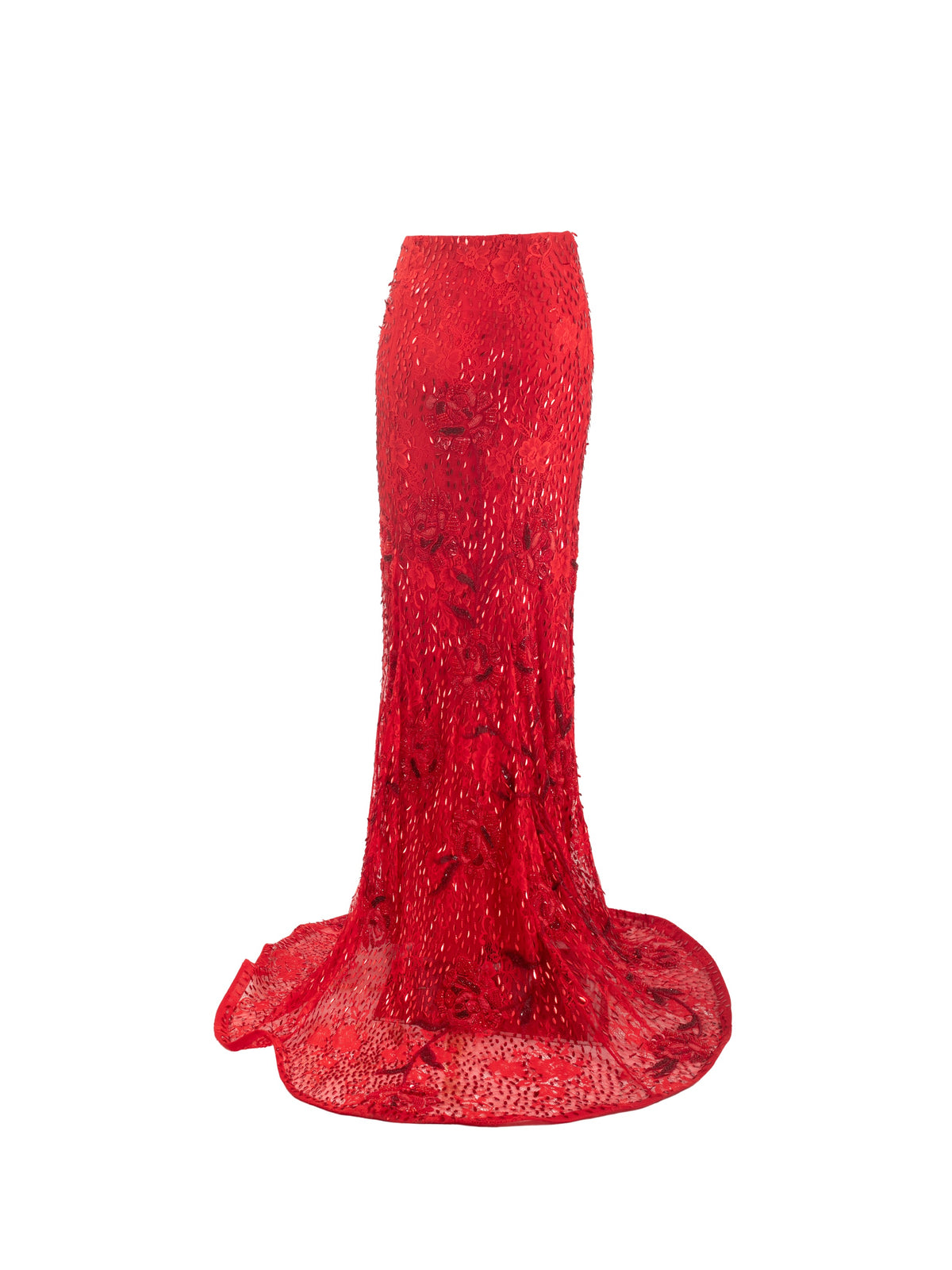 Poppy Red Embellished Skirt