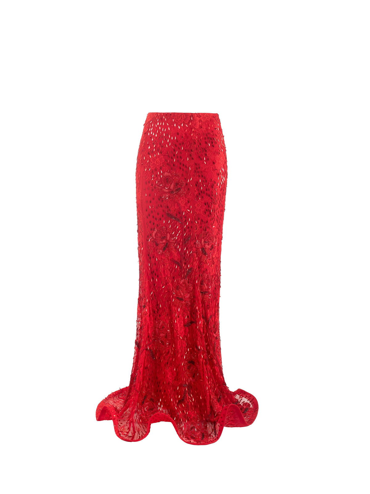 Poppy Red Embellished Skirt