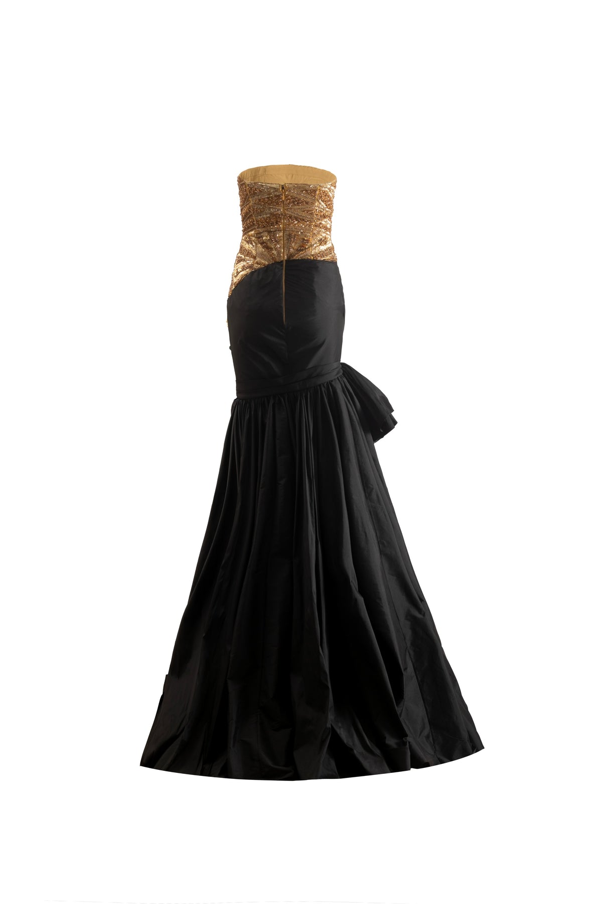 Champagne Crystal Embellished Draped Gown