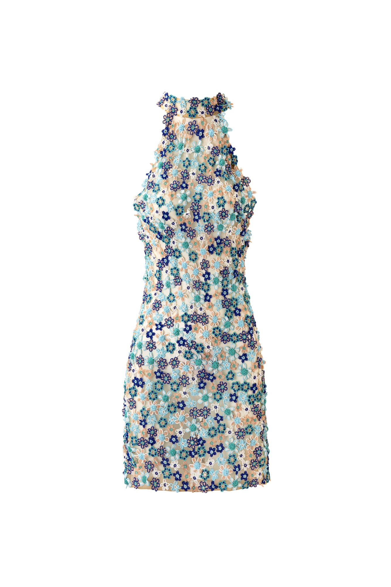 Luxury embroidered mini dress, floral hand-embroidered design for high-fashion summer celebration and cocktail wear