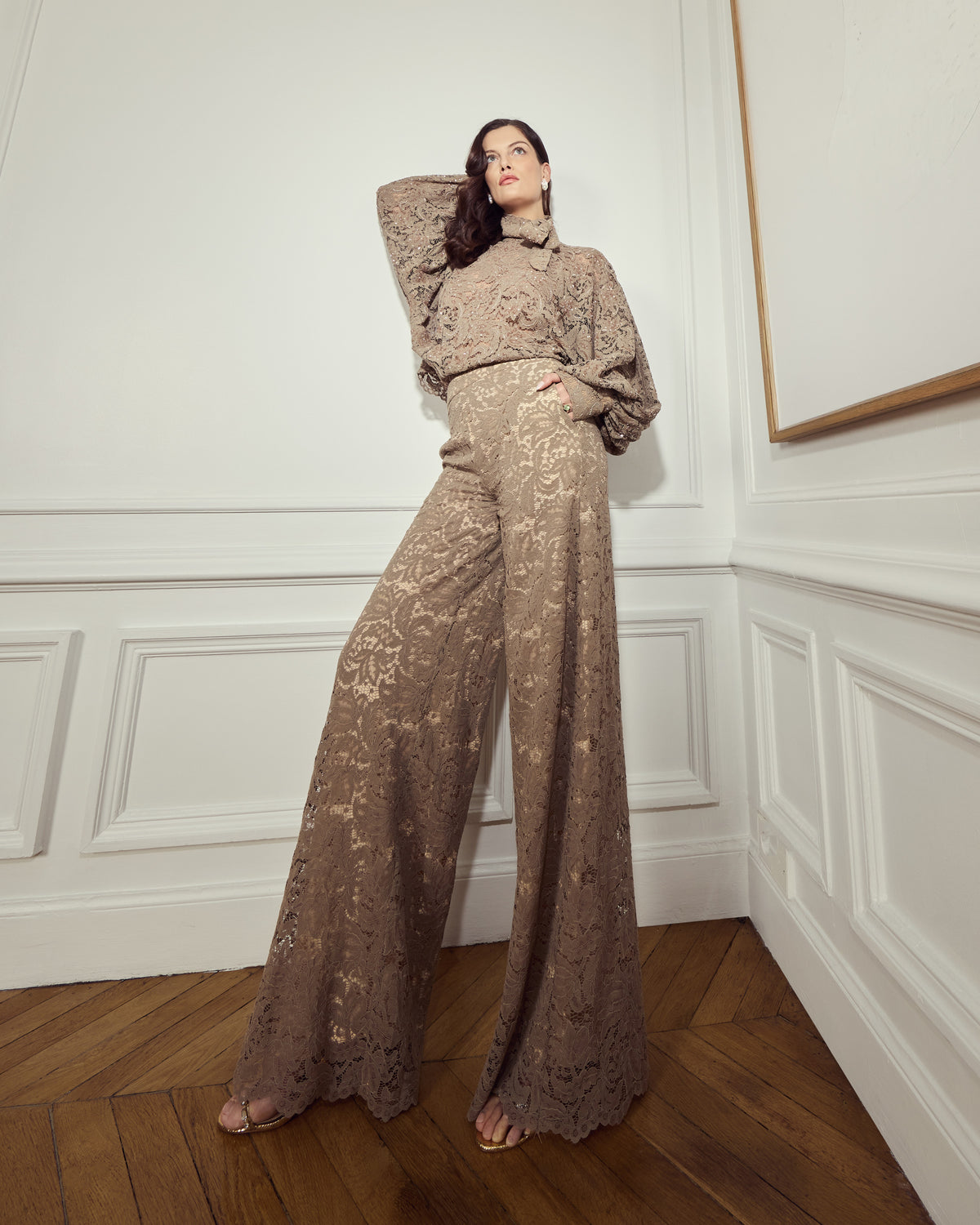 Dusty Nacre Lace Pants