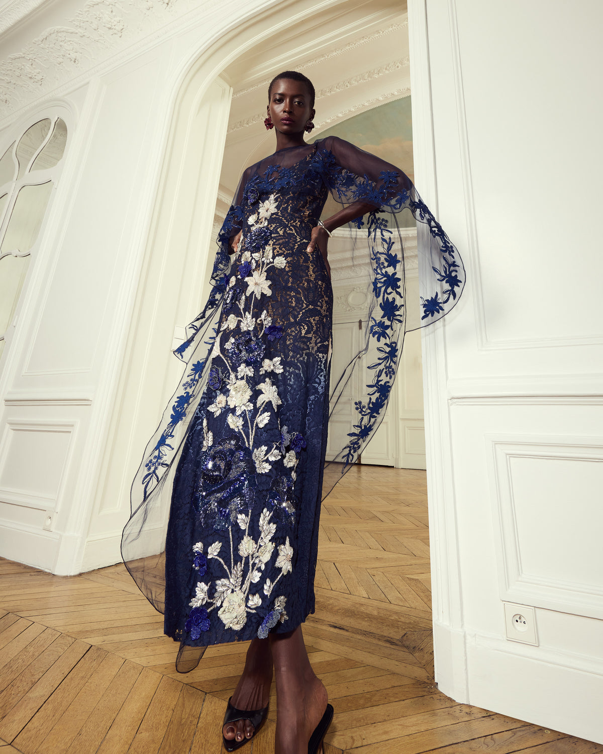 Midnight Floral Embellished Dress