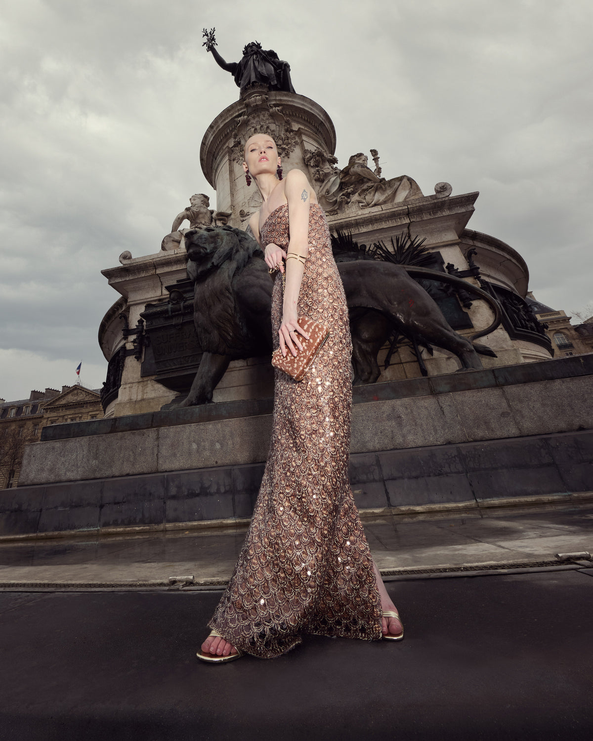 Truffle Metallic Embellished Dress