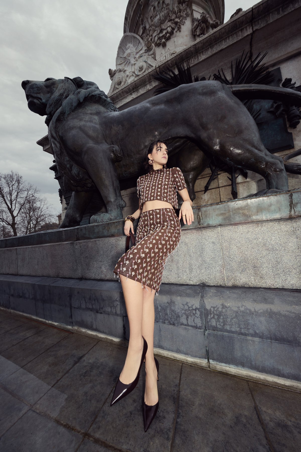 Night Siren Brown Column Skirt