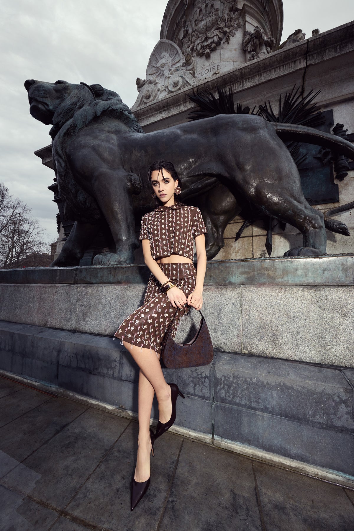 Night Siren Brown Column Skirt