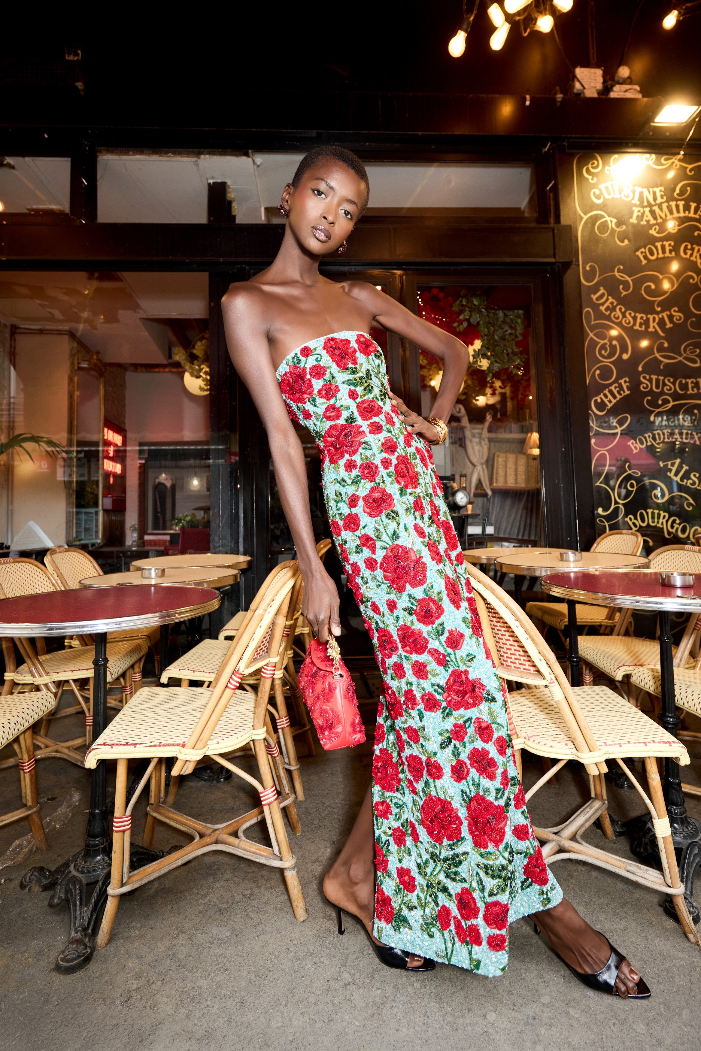Crimson Rose Column Dress