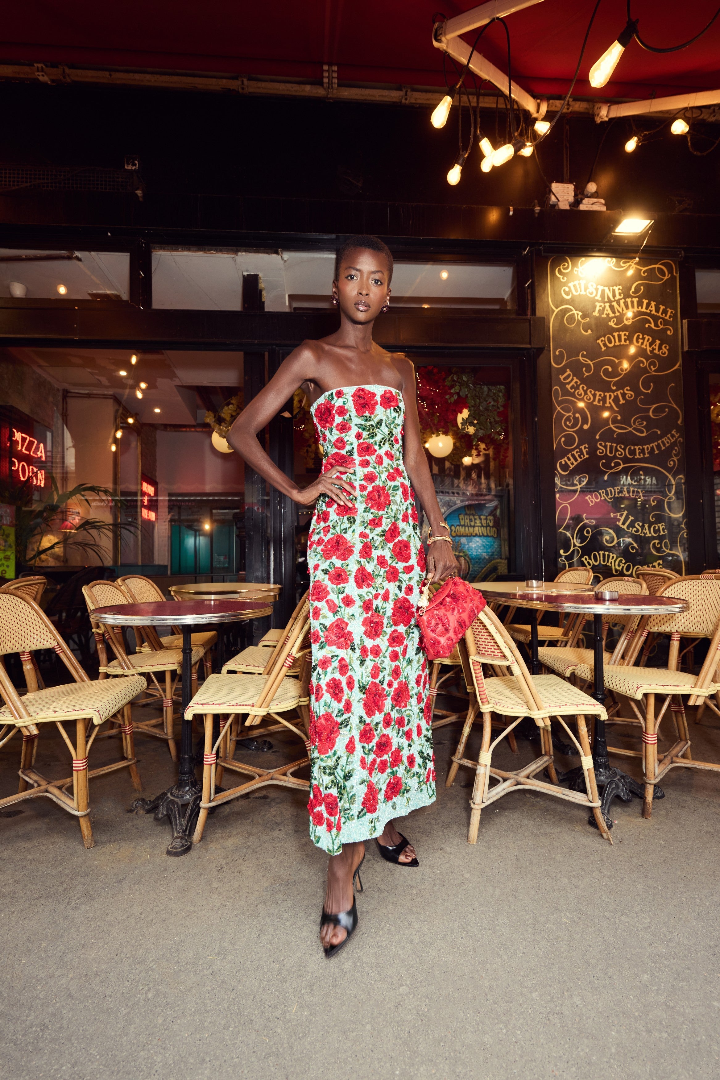 Crimson Rose Column Dress