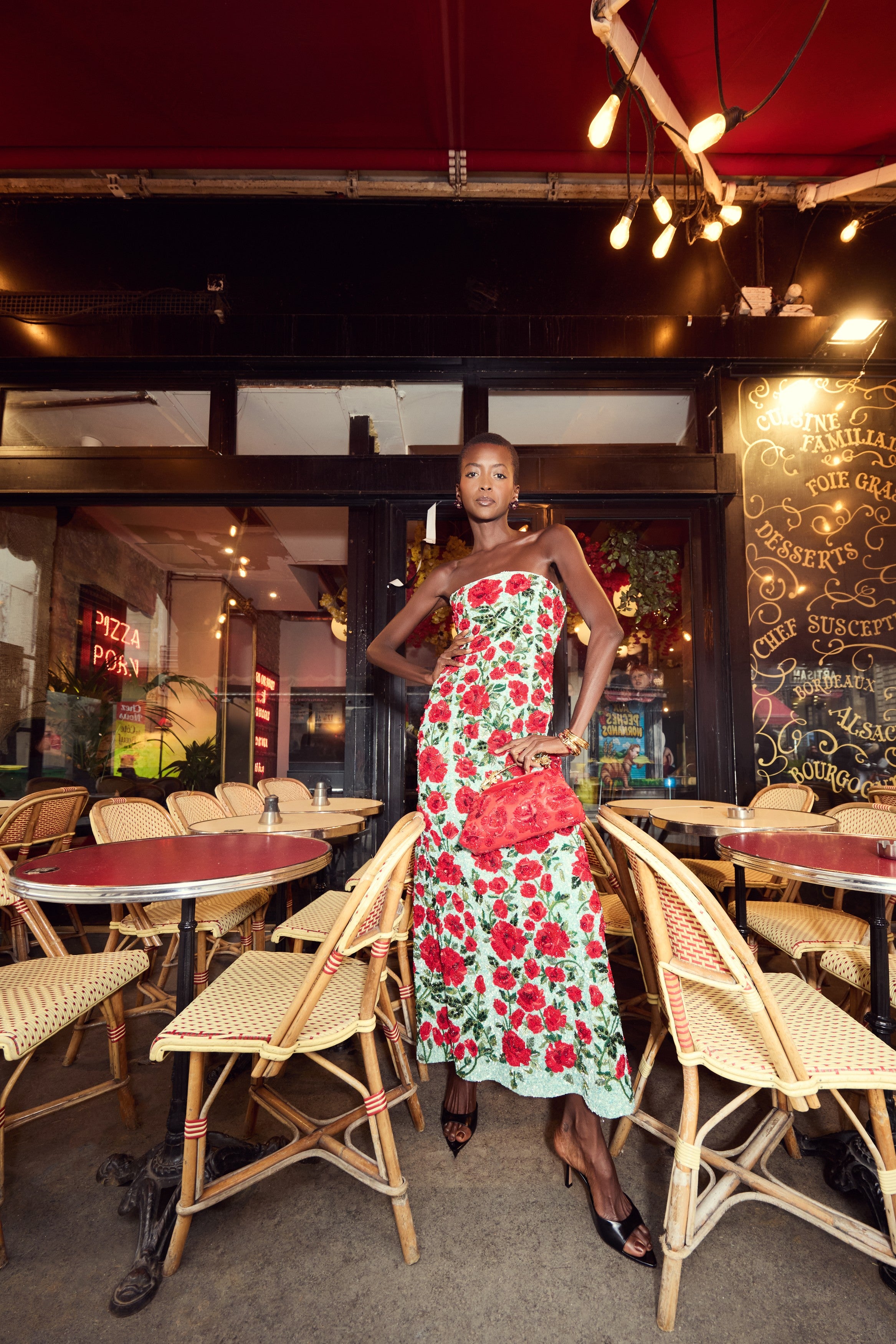 Crimson Rose Column Dress