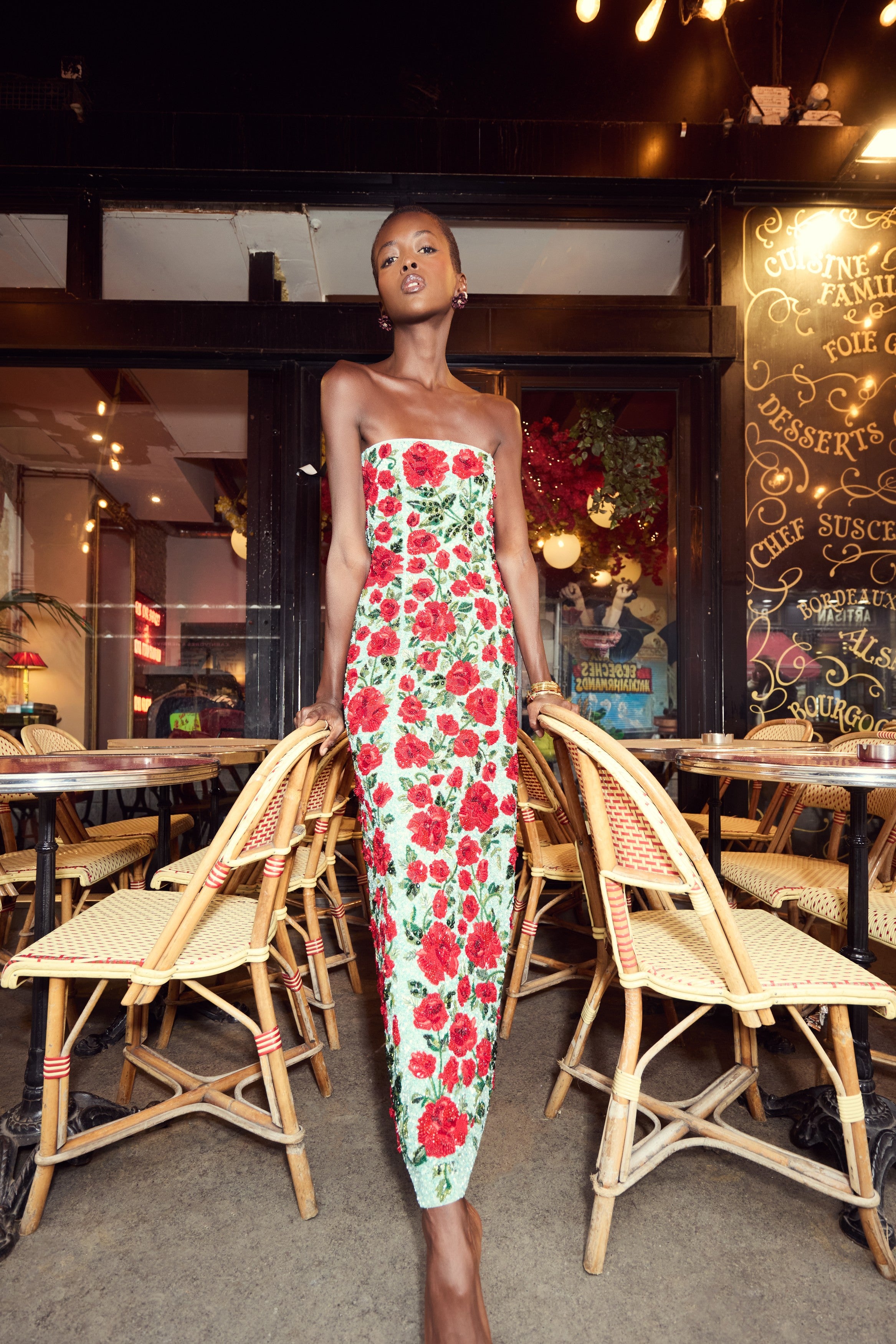 Crimson Rose Column Dress