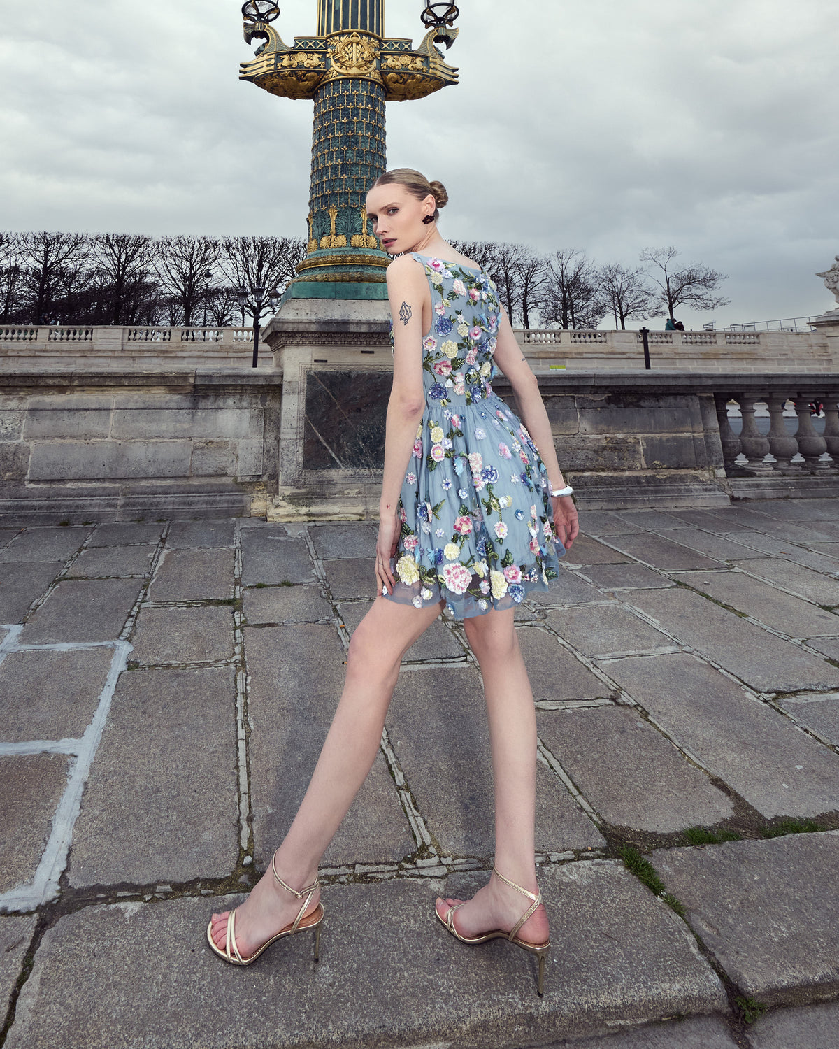Periwinkle Embroidered Mini Dress