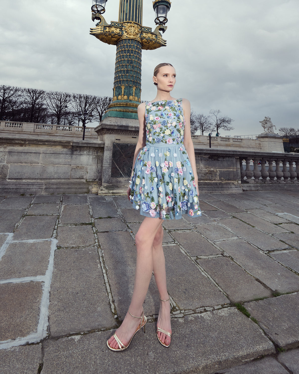 Periwinkle Embroidered Mini Dress