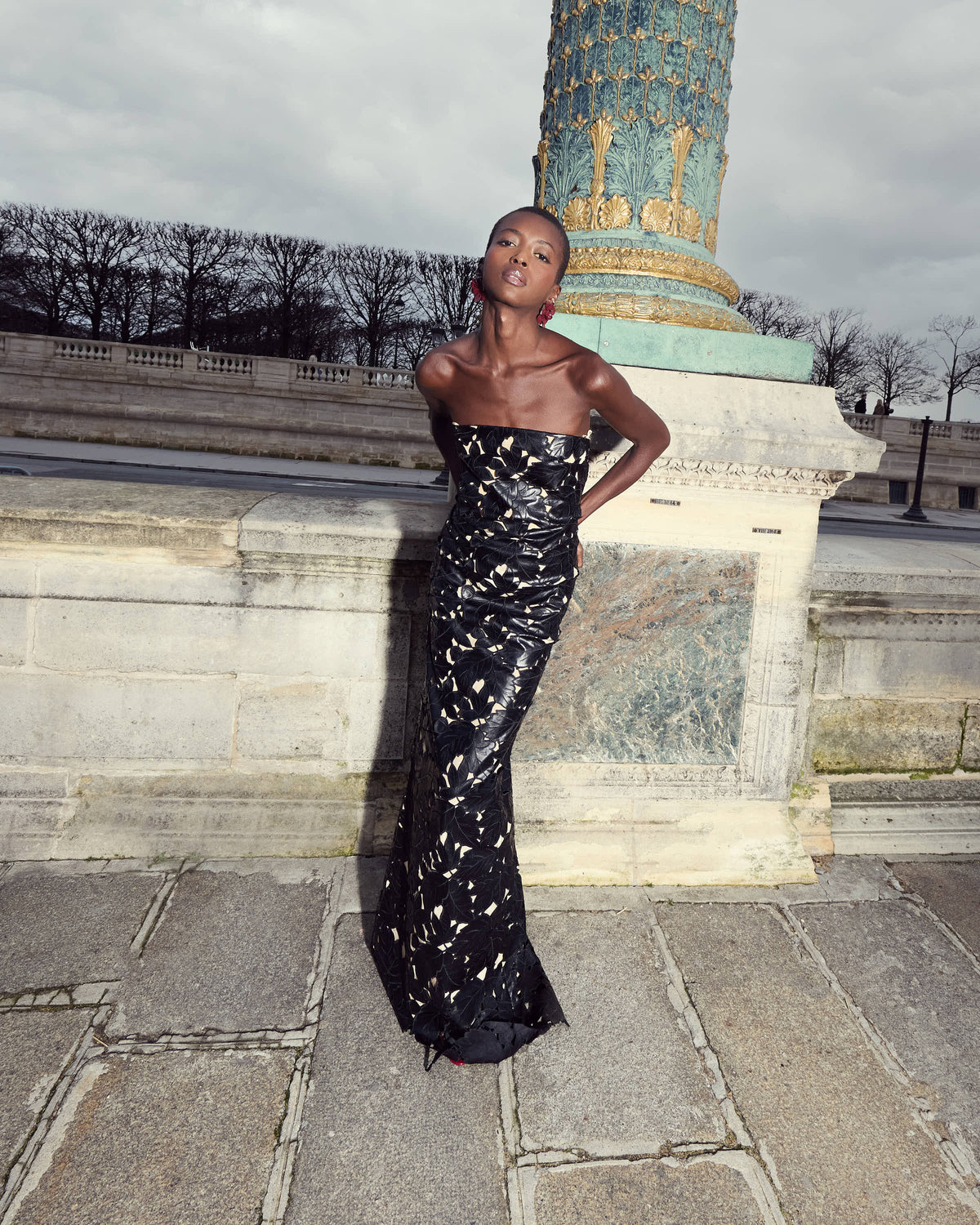 Nocturnal Lace Column Dress