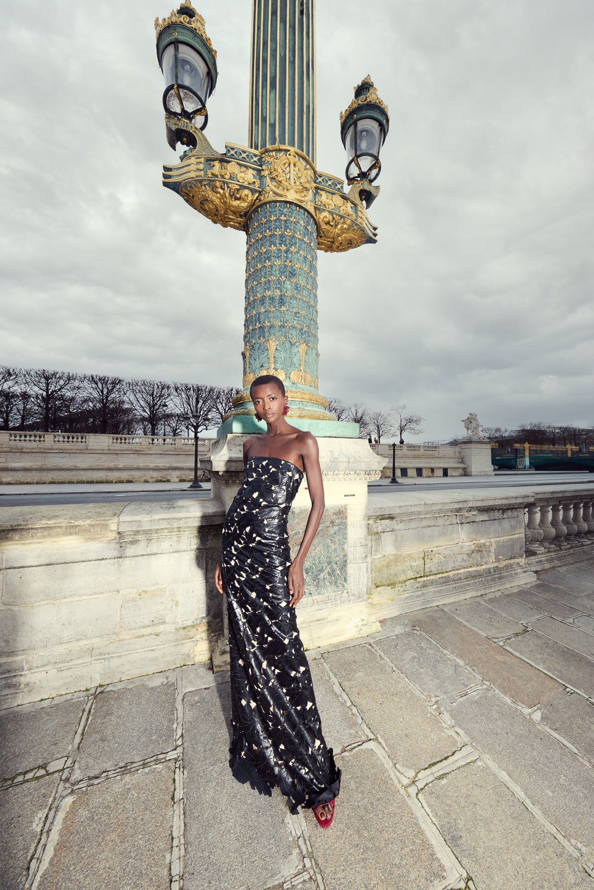 Nocturnal Lace Column Dress