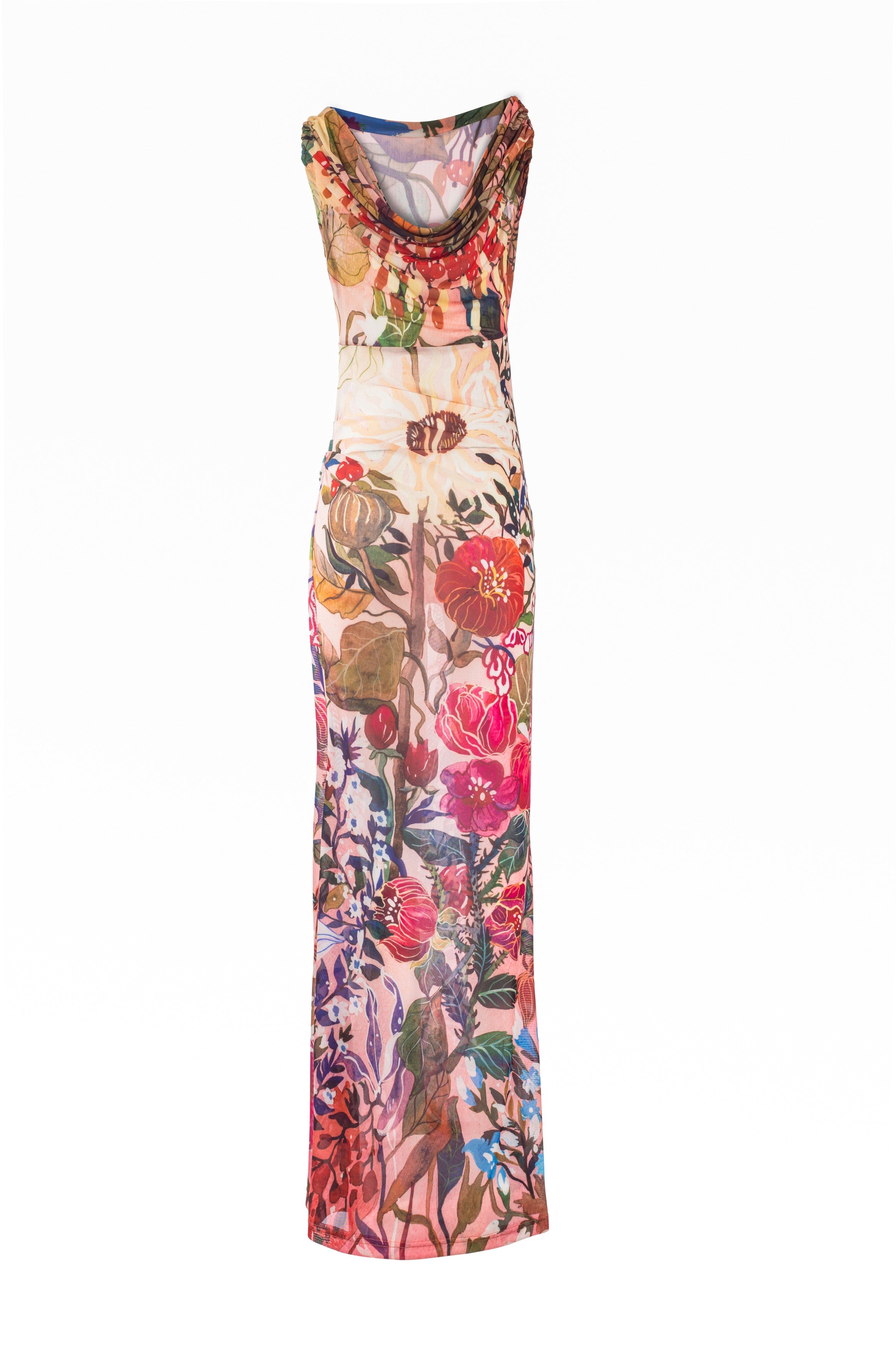 Botanical Symphony Printed Mesh Dress