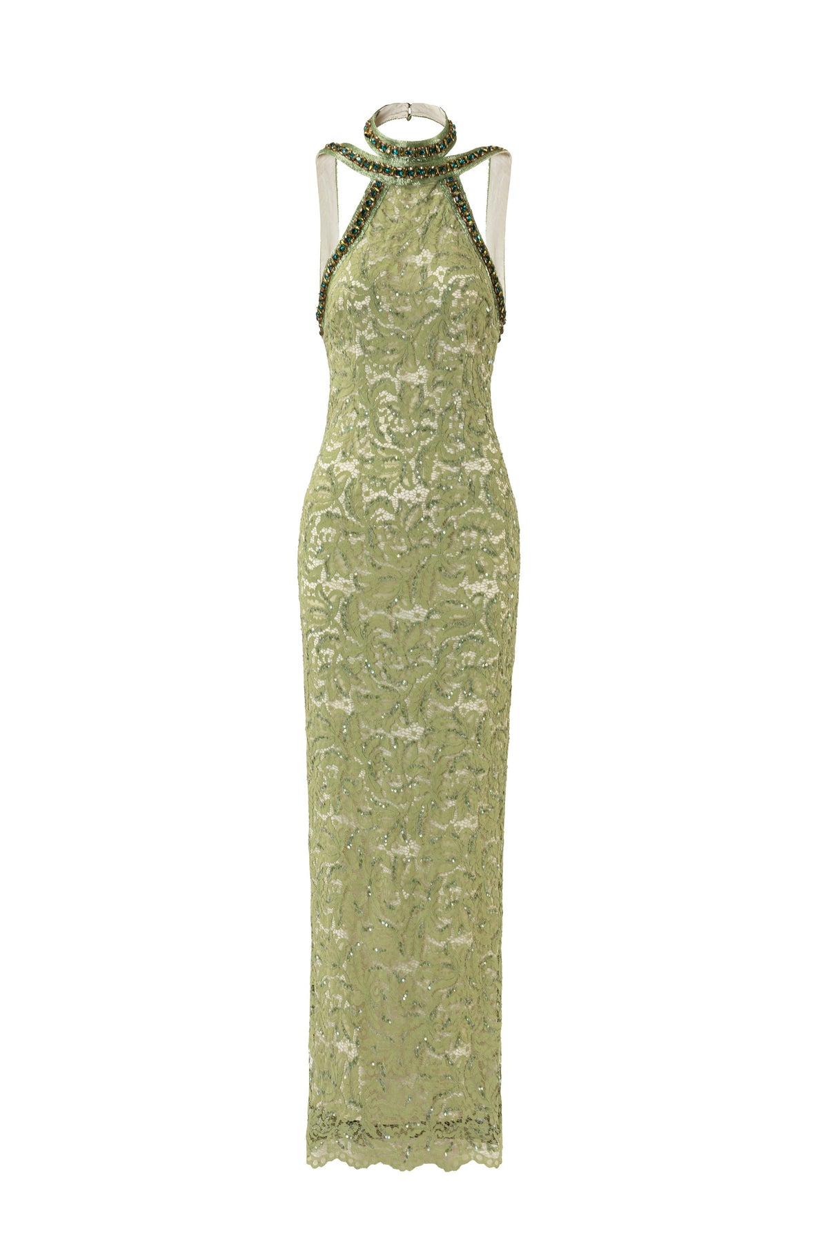 Sage Seduction Embroidery Dress