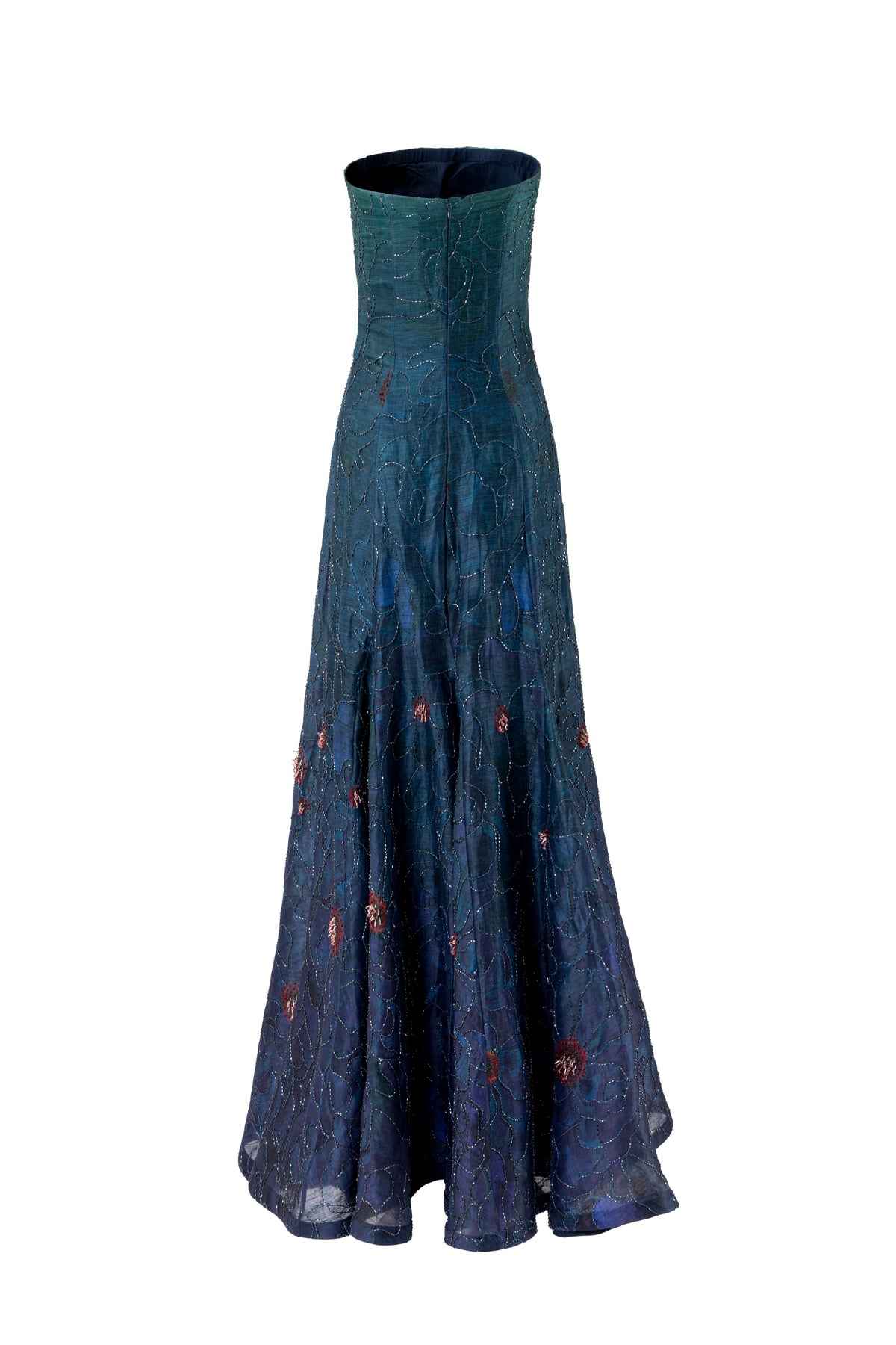 Teal Embellished Column Dress