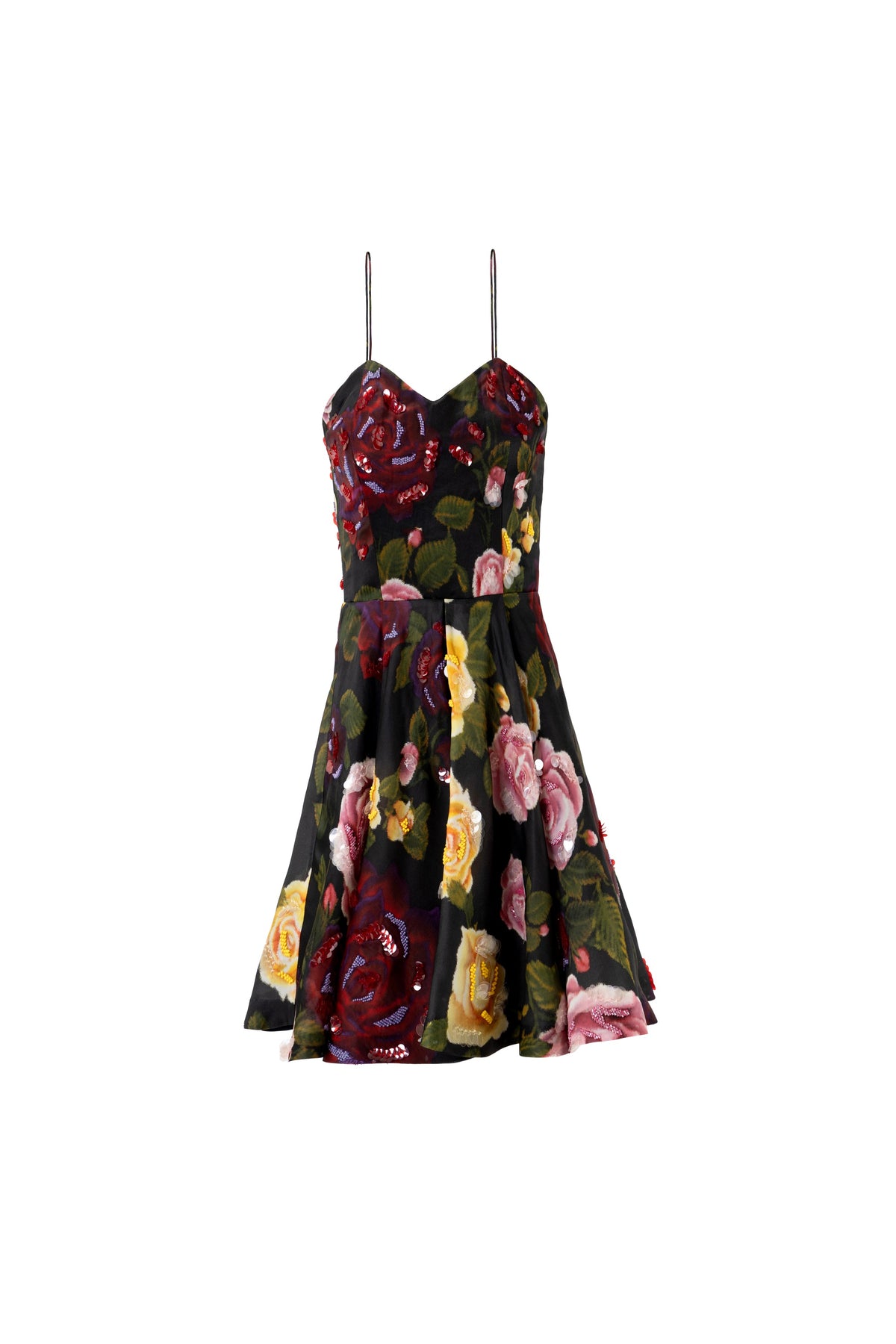 Midnight Rosette Silk Mini Dress