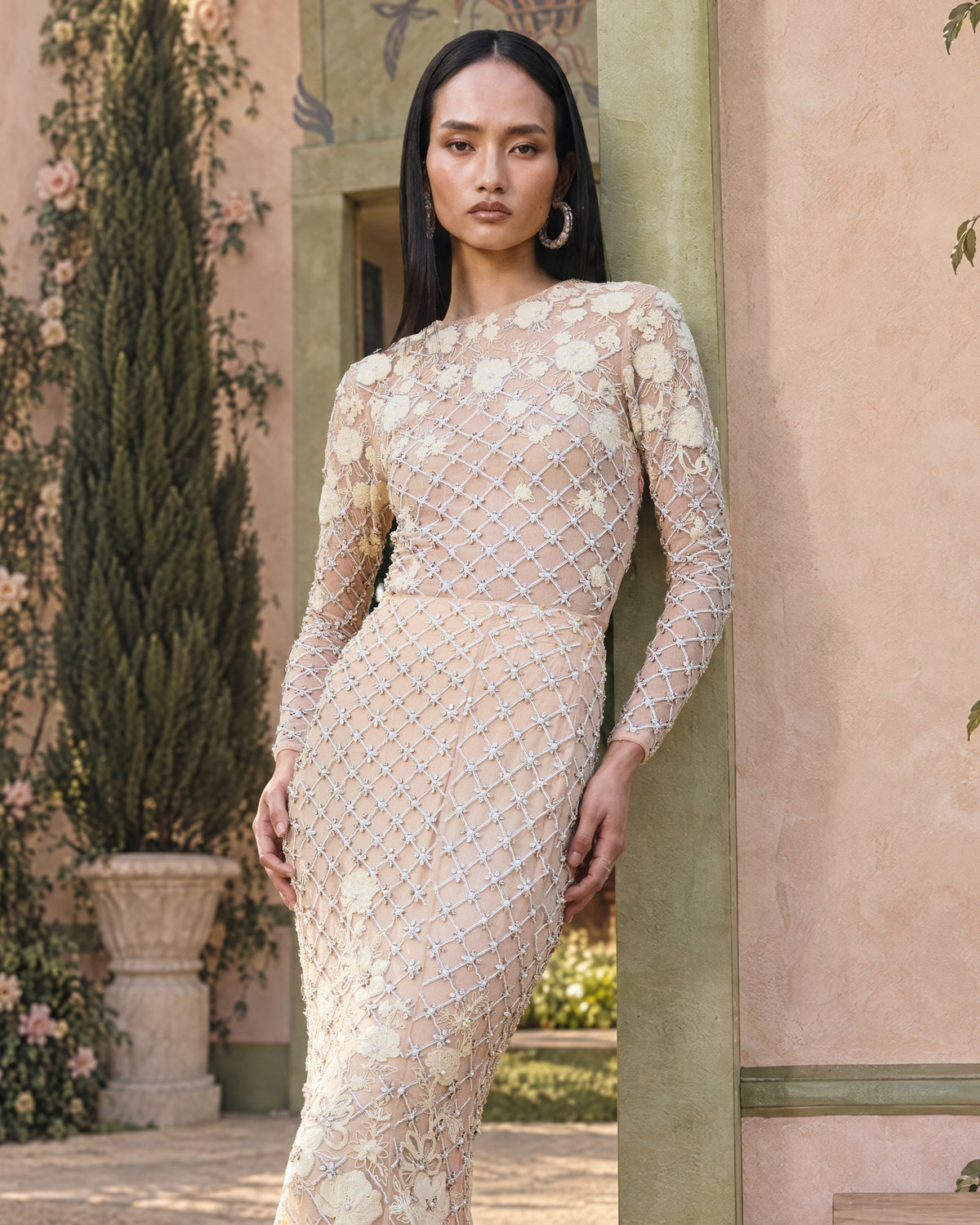 Champagne Veil Embellished Leotard