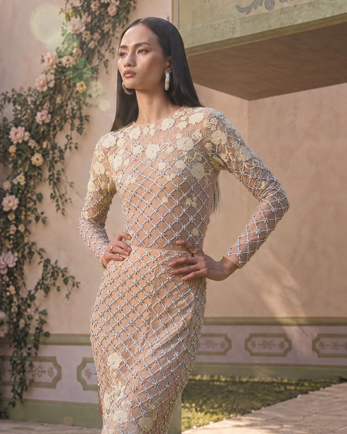 Champagne Veil Embellished Leotard