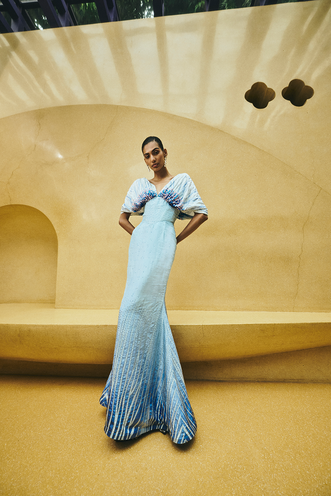 Beaded dress designed as a statement luxury evening gown