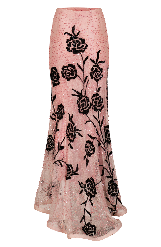 Mermaid silhouette skirt designed as a floor length skirt with elegant movement