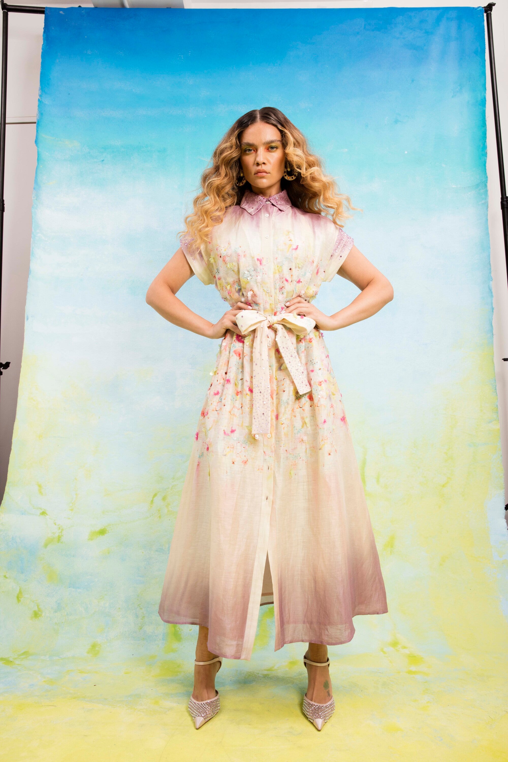 Aqua bloom mirage Shirt Dress