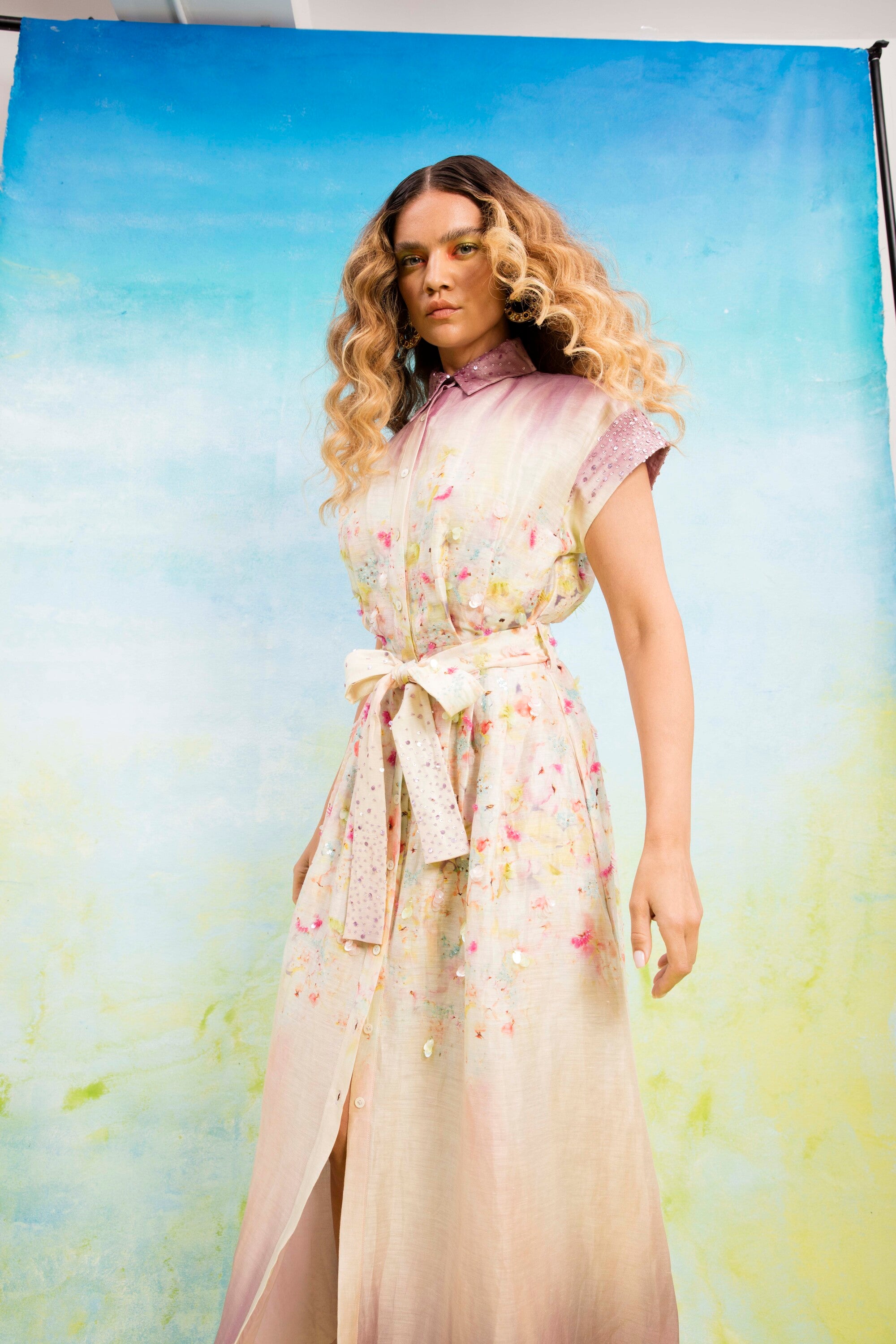 Aqua bloom mirage Shirt Dress