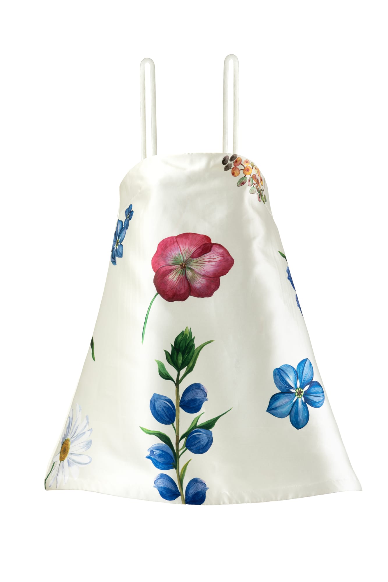 Couture celebration wear luxury floral mini dress with botanical print and sculptural fashion detailing