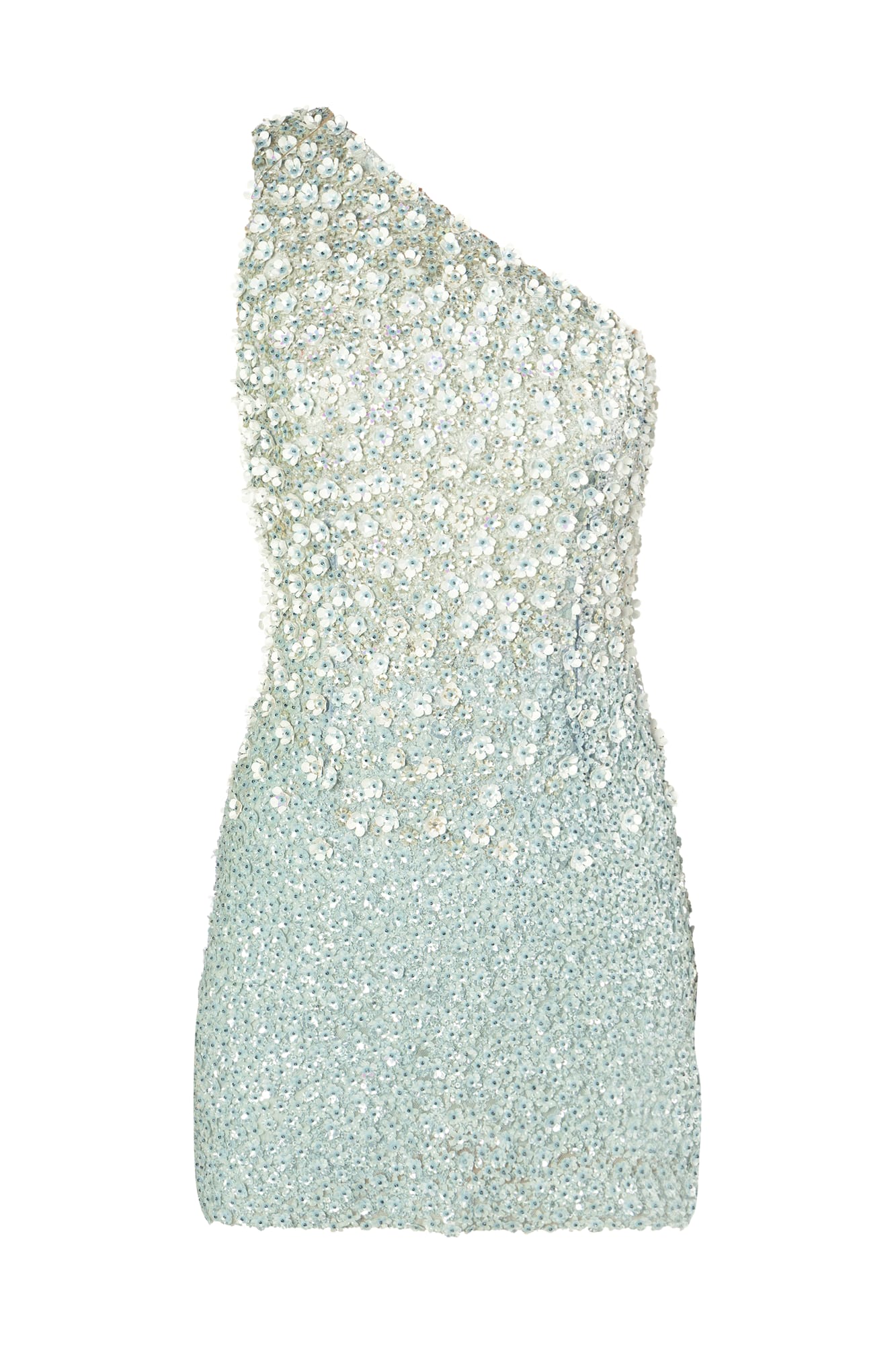 Artisanal beaded one-shoulder mini dress, luxury cocktail dress for wedding guest and evening occasions