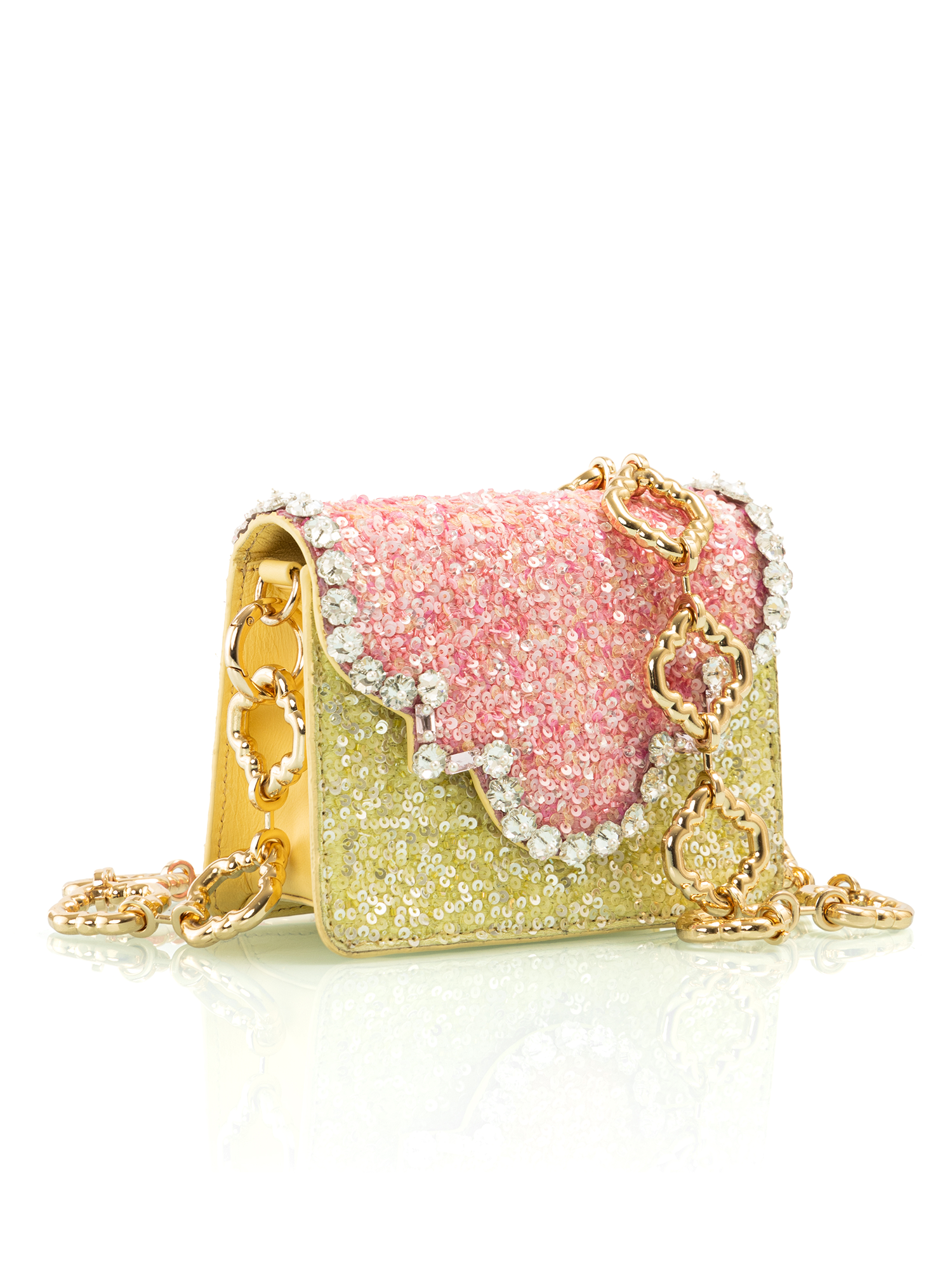 Elegant champagne embroidered leather bag designed as a refined wedding and evening accessory