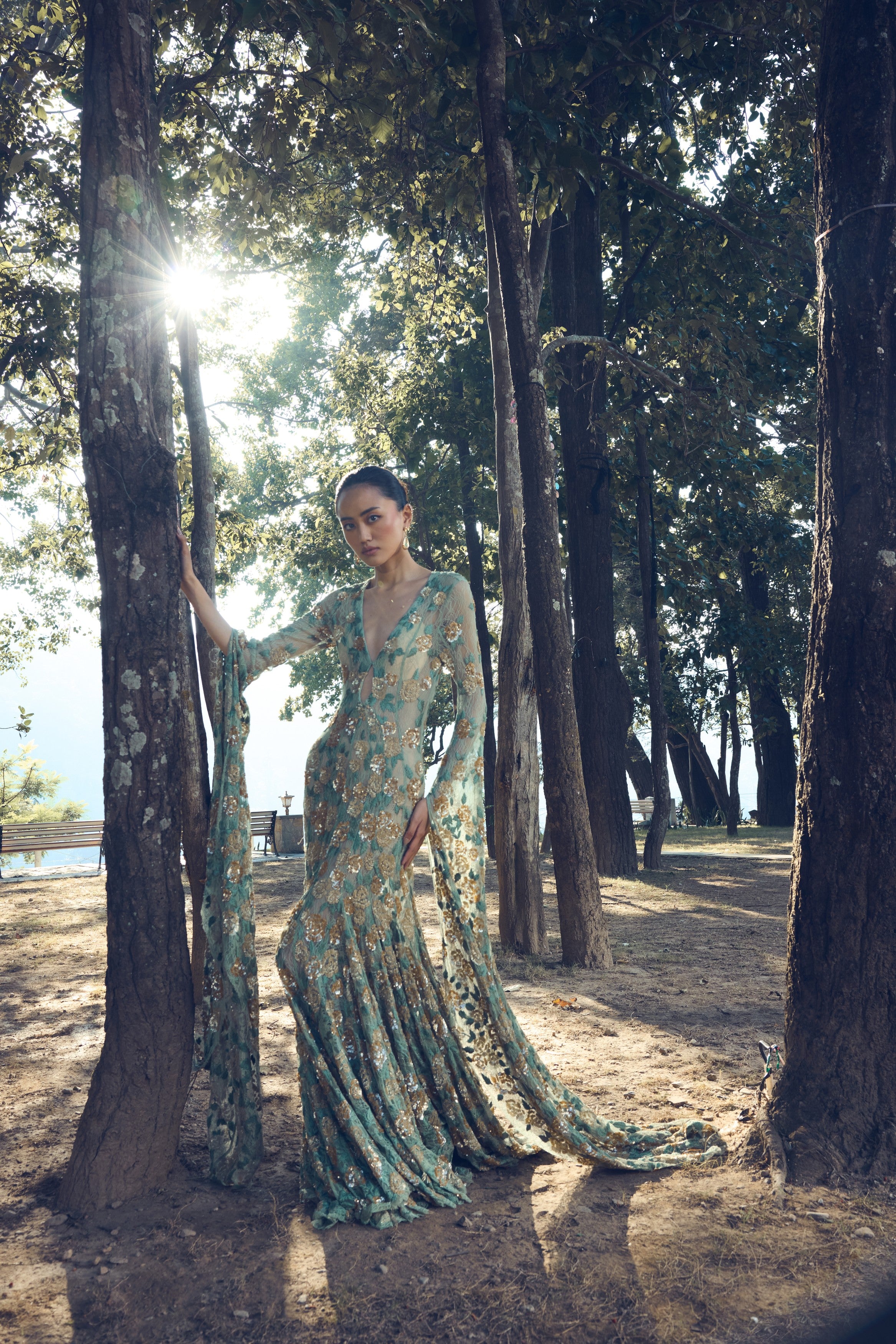 Golden Sage Bloom Gown