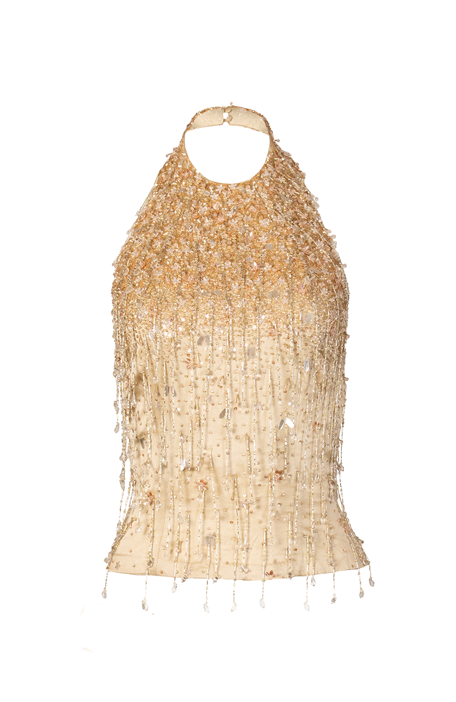 Halter neck party top designed for elegant cocktail event styling