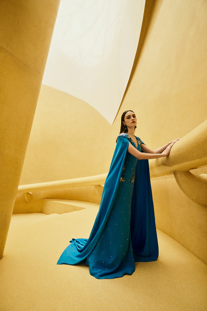 Formal evening gown designed as a luxury occasion wear dress with red carpet style appeal for a destination wedding guest, resort evening couture, and guest of wedding look in a beaded dress