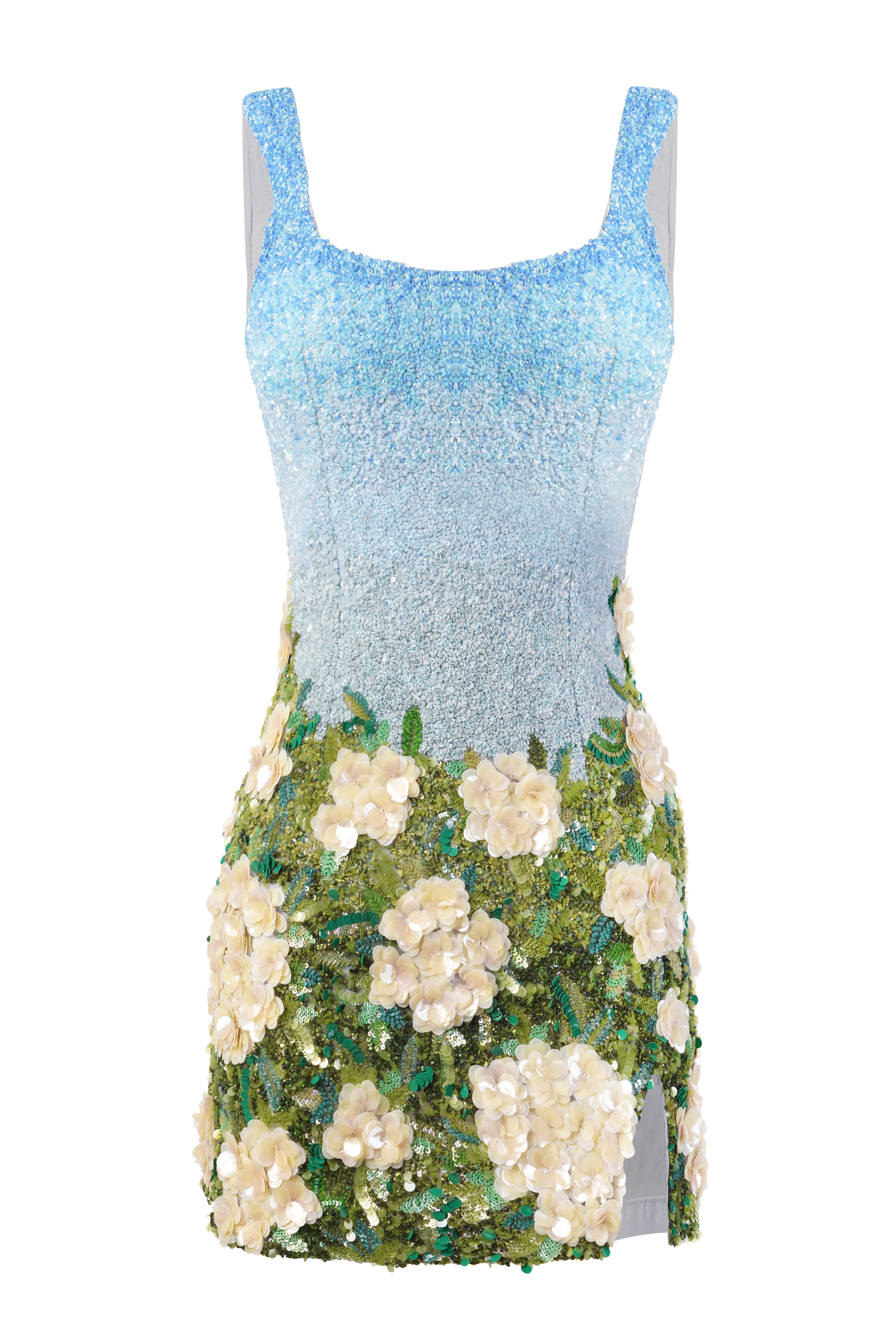 Fleur Oasis Hydrangea Embroidered Mini Dress
