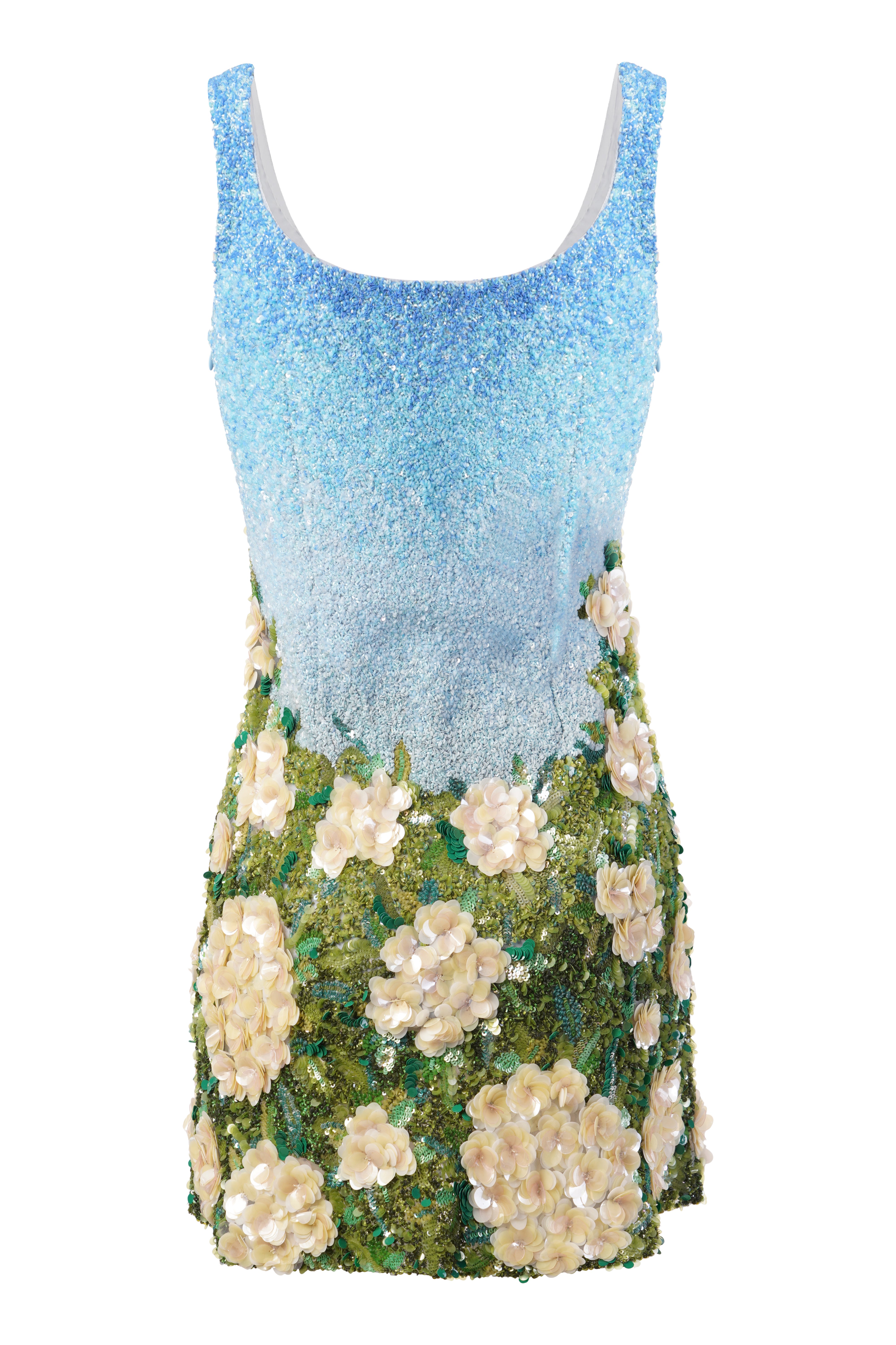 Fleur Oasis Hydrangea Embroidered Mini Dress