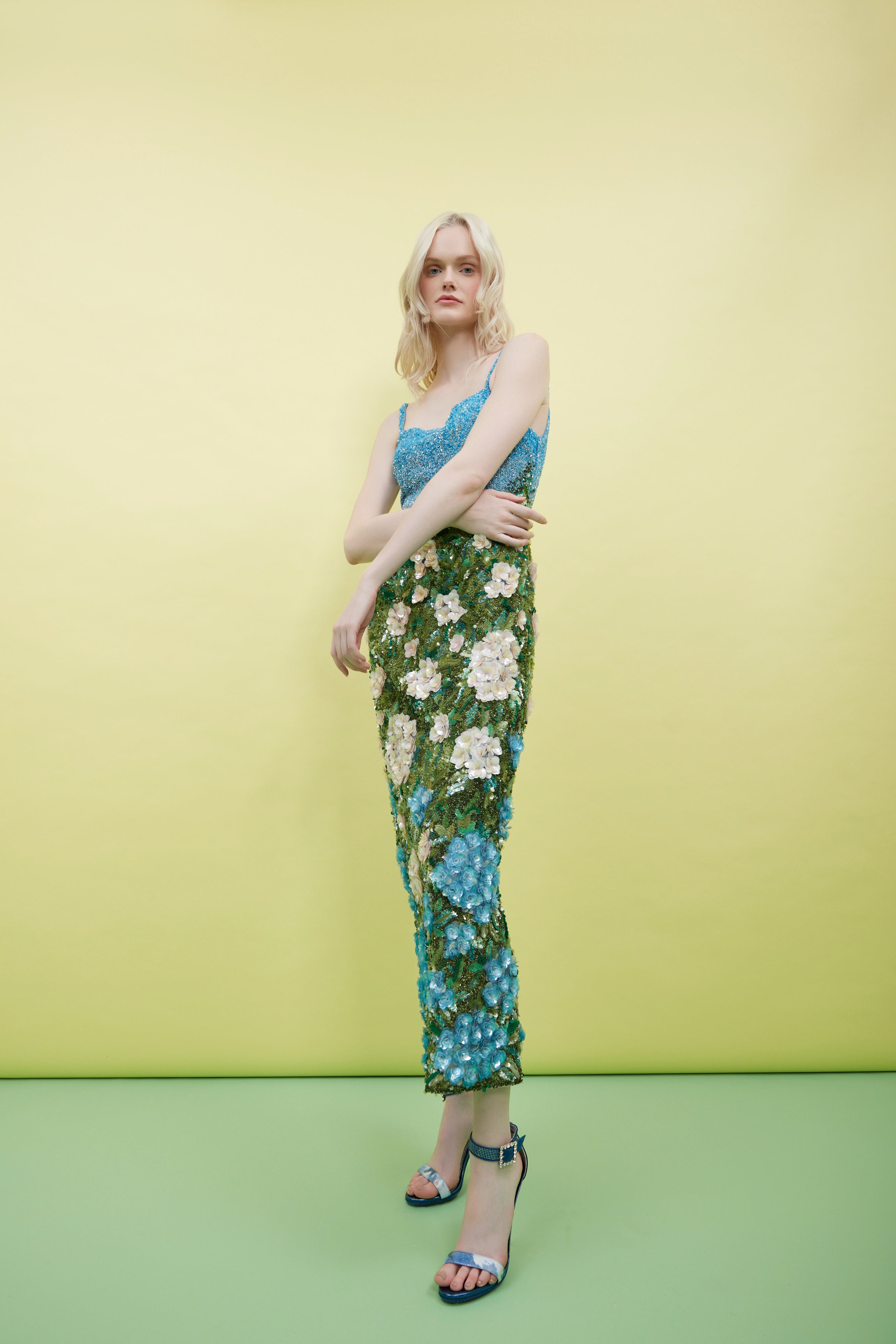 Fleur Oasis Hydrangea Embroidered Mini Dress