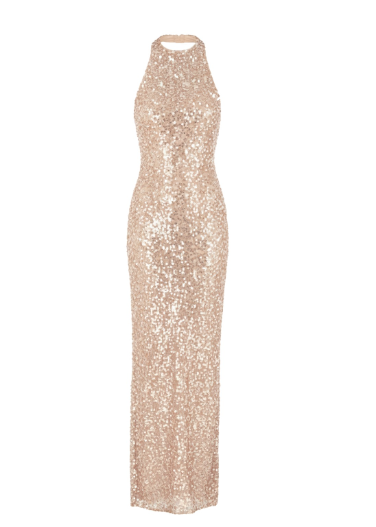 Isolde Nude Lace Midi Dress