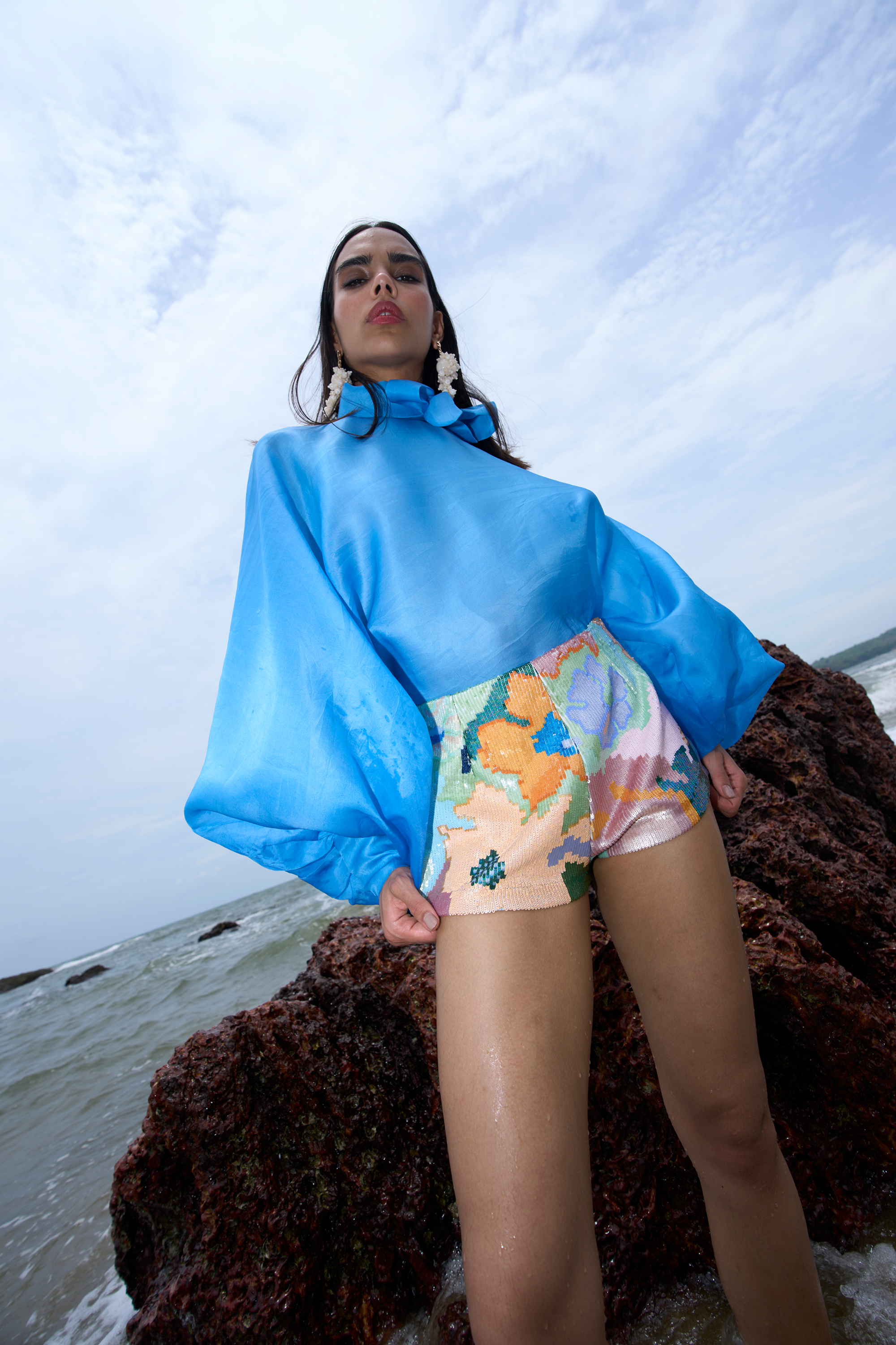Floral Jacquared Embroidered Shorts