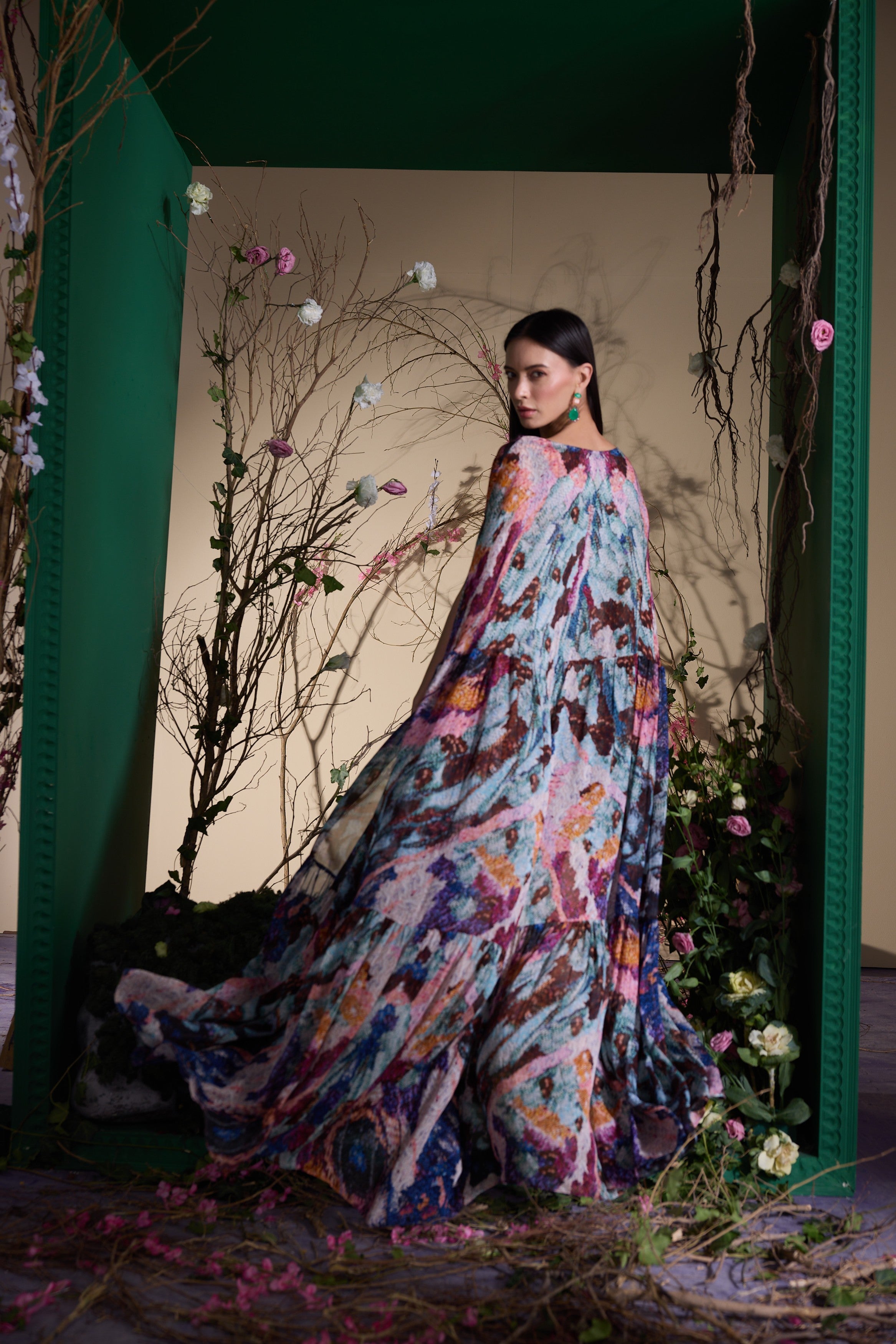 Genevieve Nebula Cape Dress