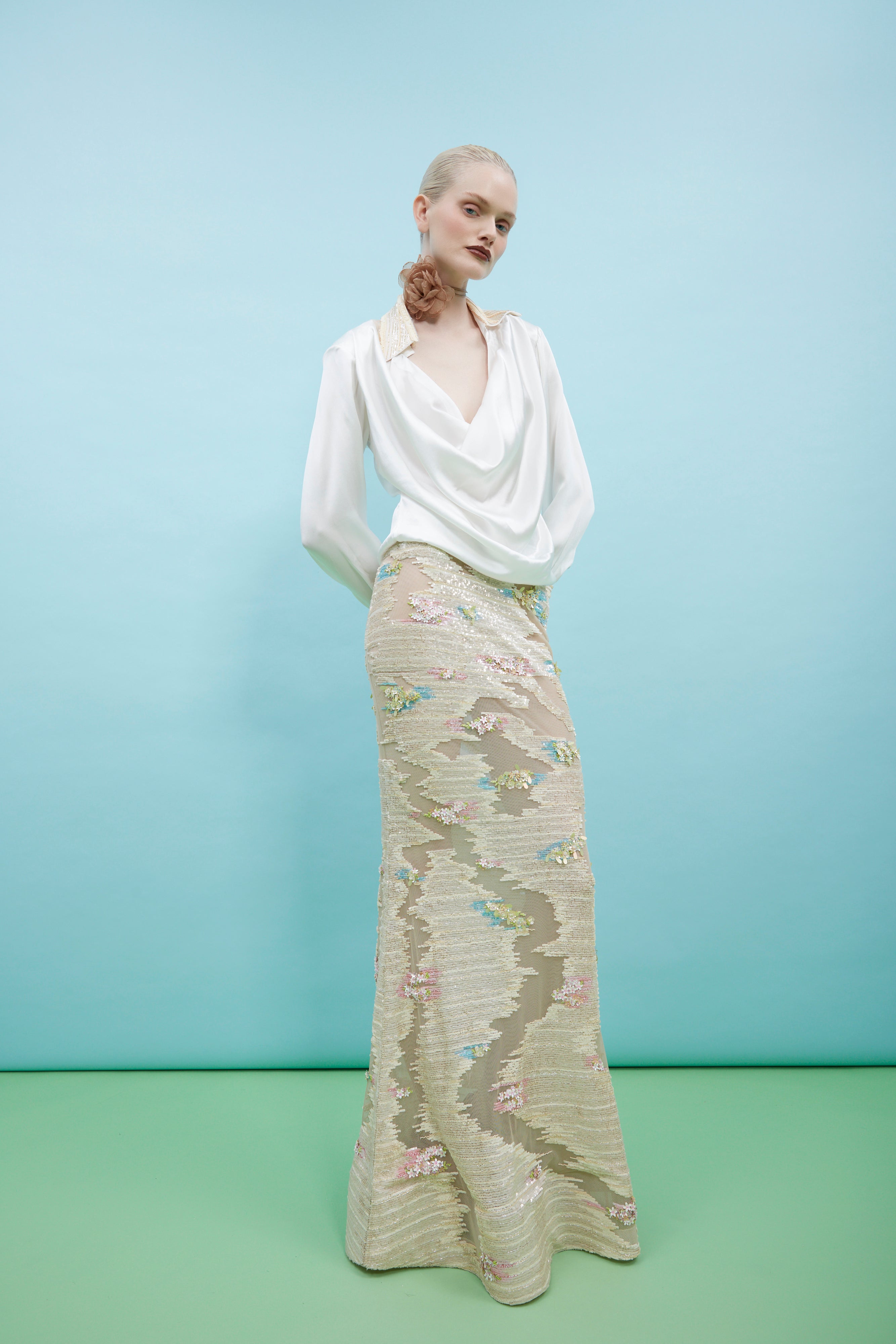 Terra Whispering Blooms Embroidered Skirt