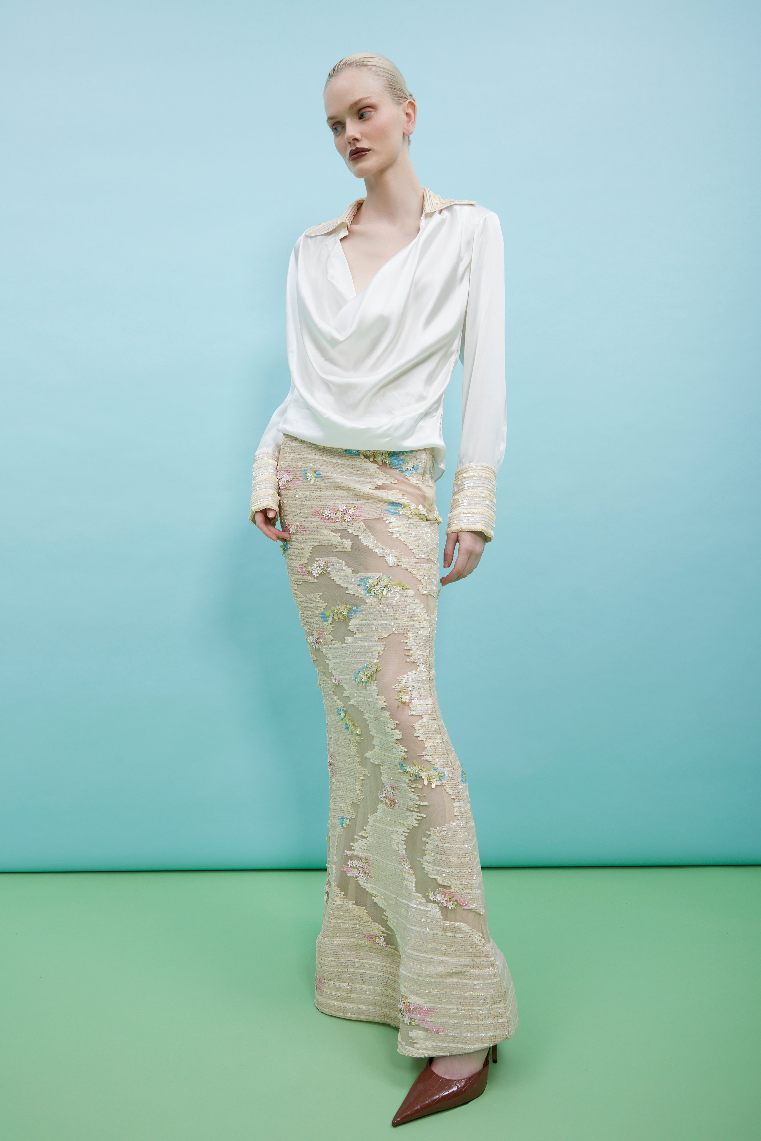 Terra Whispering Blooms Embroidered Skirt