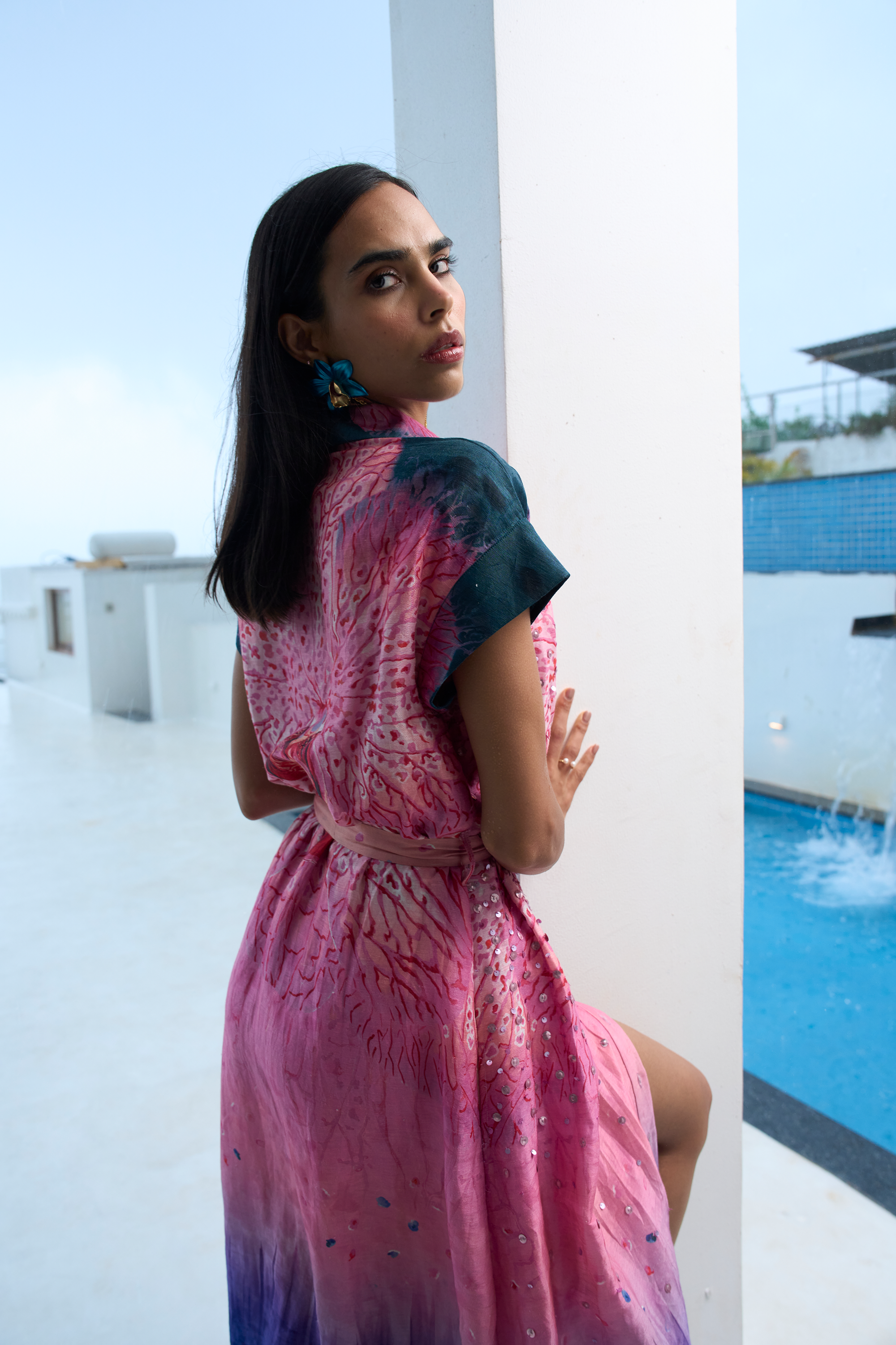 Orchid Burst Print Shirt Dress