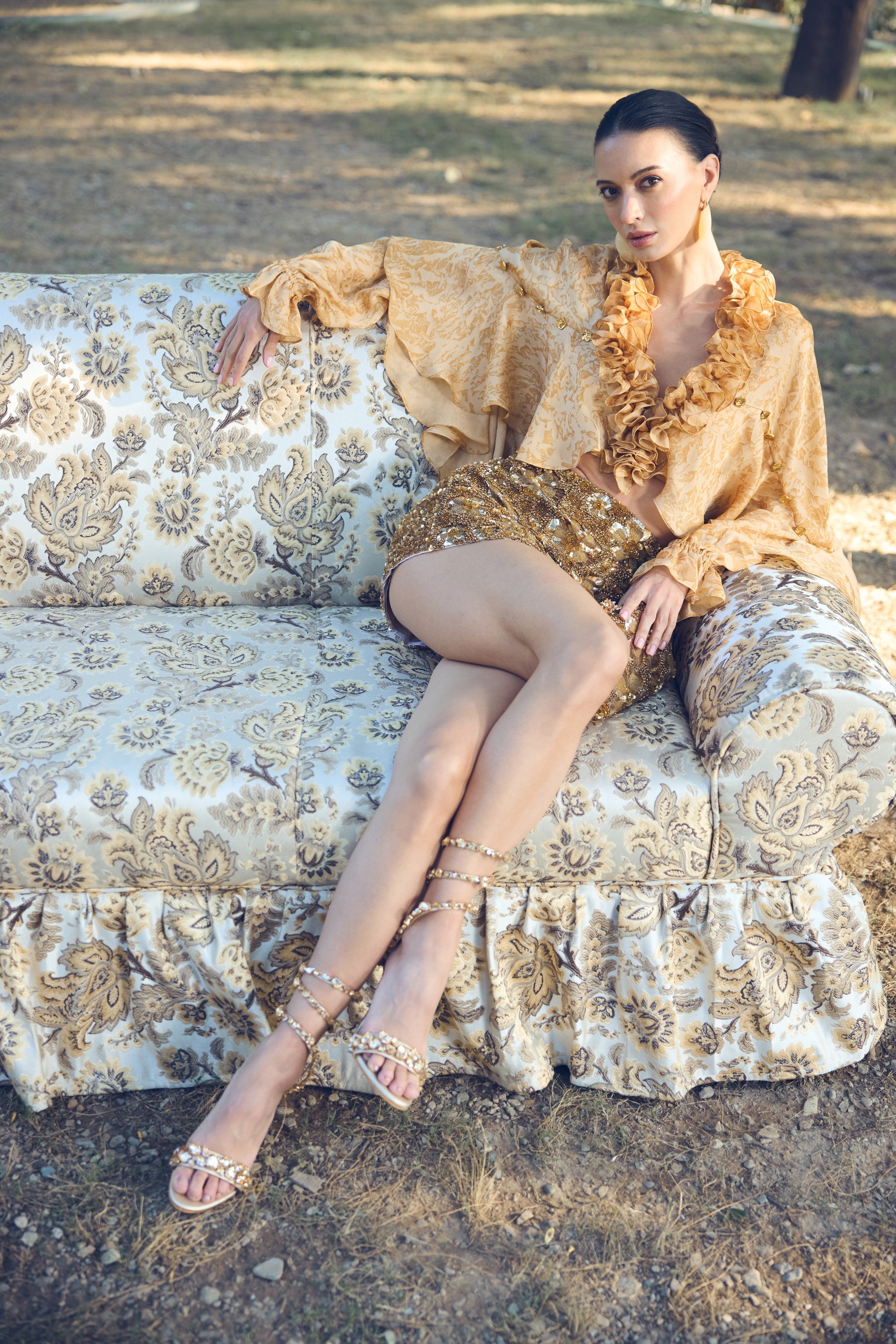 Gilded Honeycomb Mini Skirt