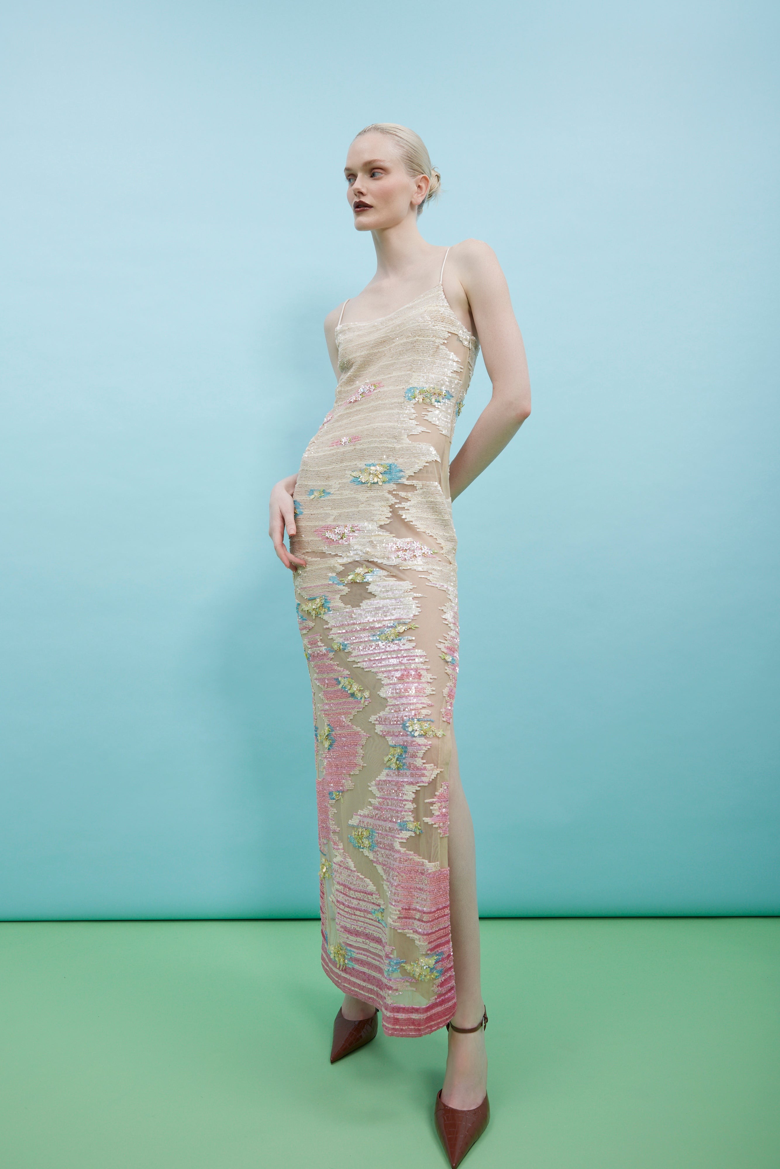 Whispering Blooms Ombre Gown