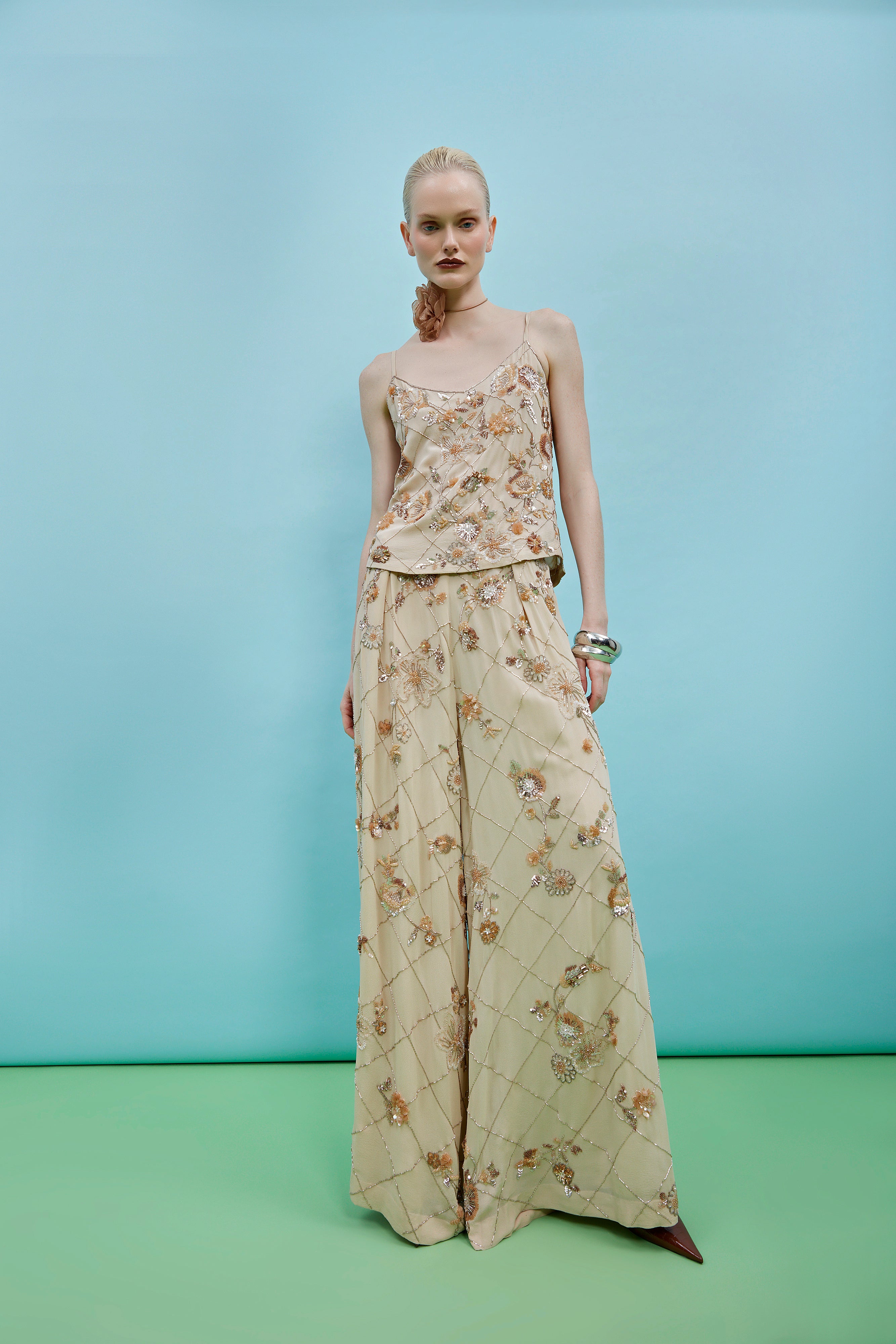 Pearl Fleur Embroidered Pants