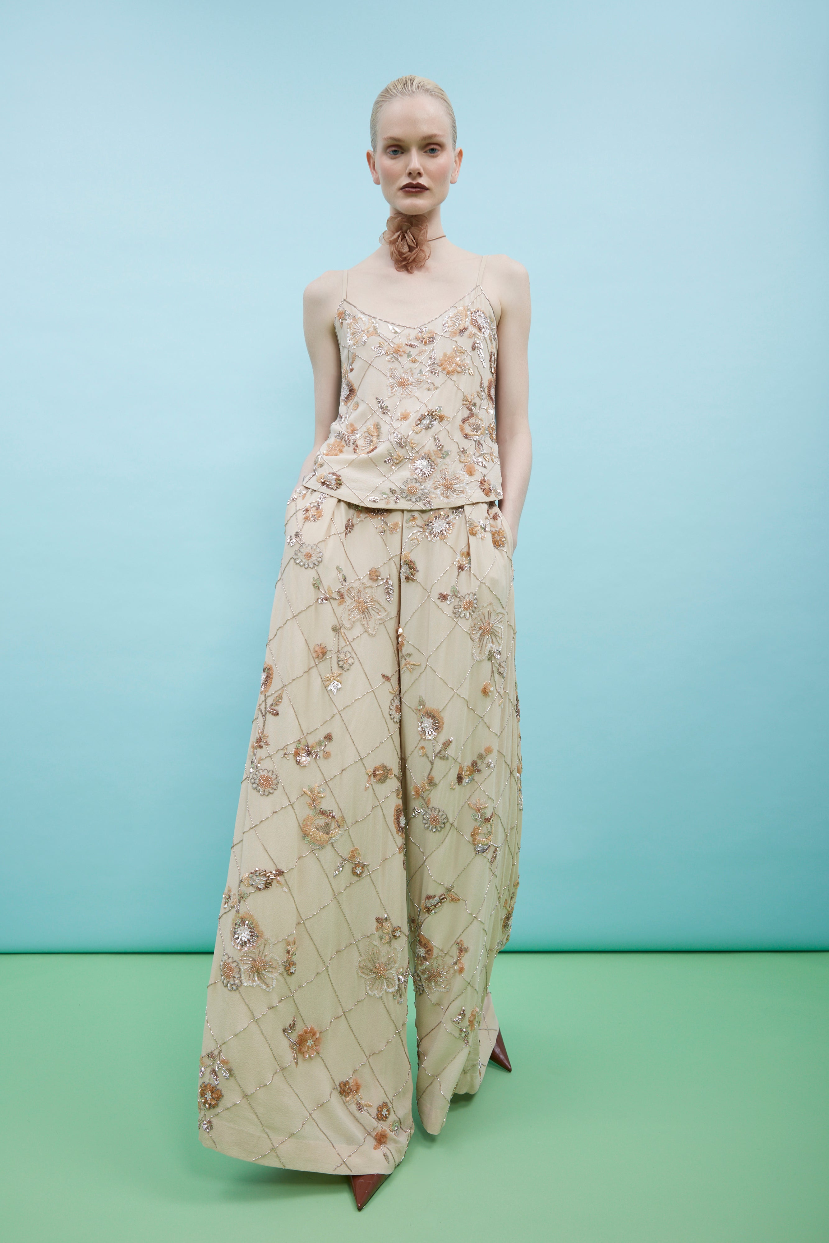 Pearl Fleur Embroidered Pants
