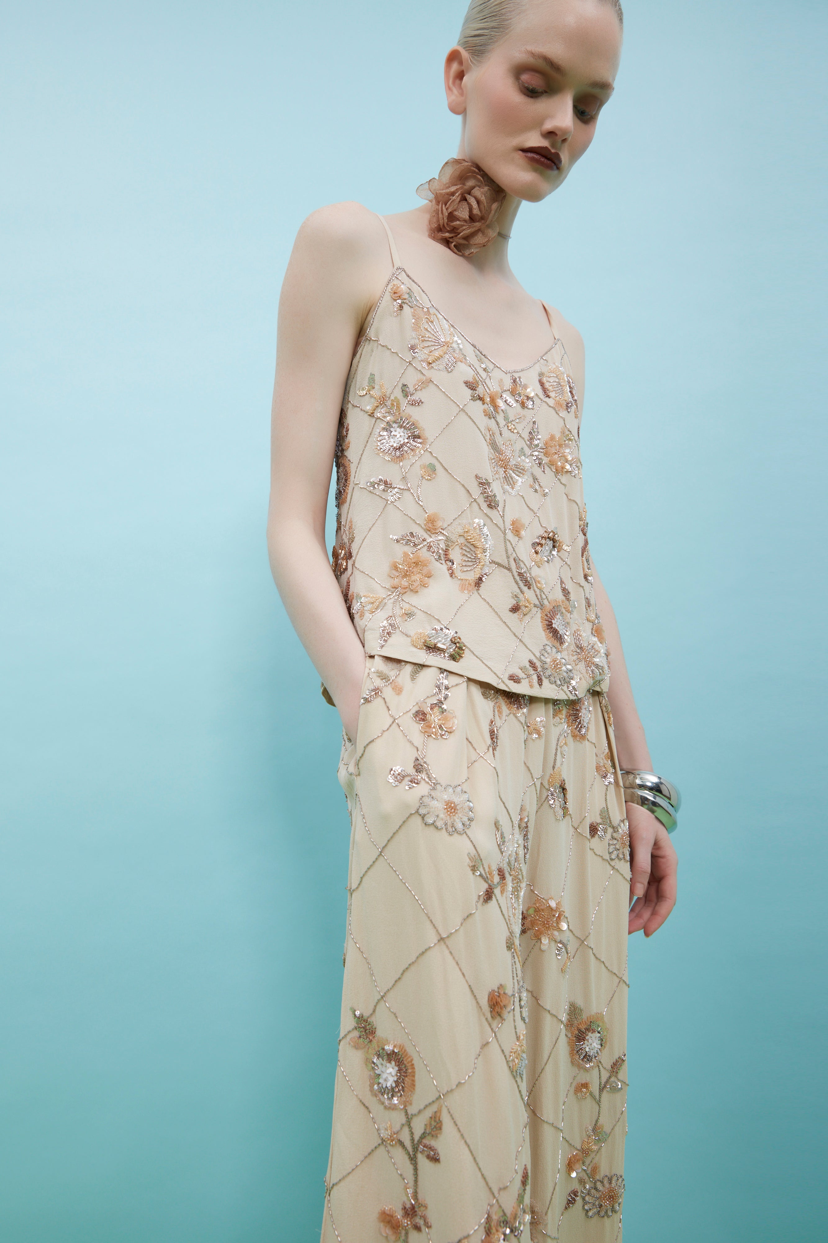 Pearl Fleur Embroidered Pants