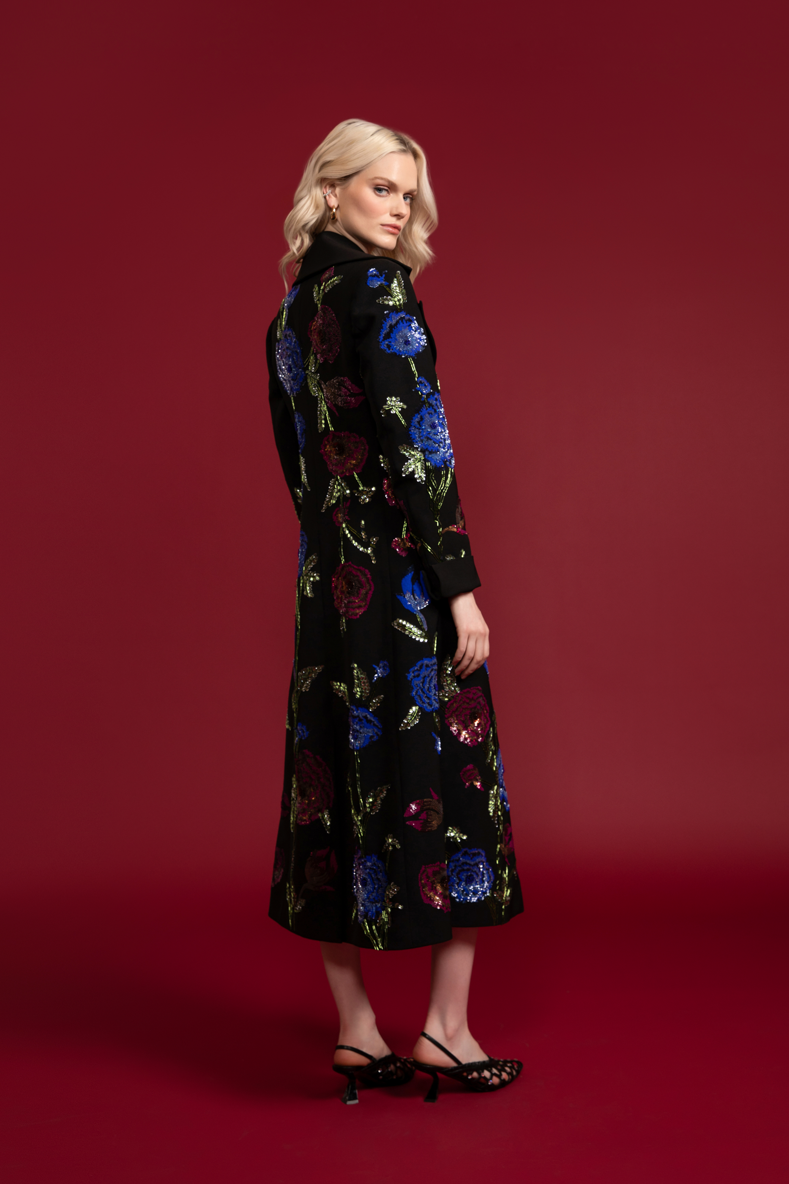 Gloria Noir Floral Emb. Jacket