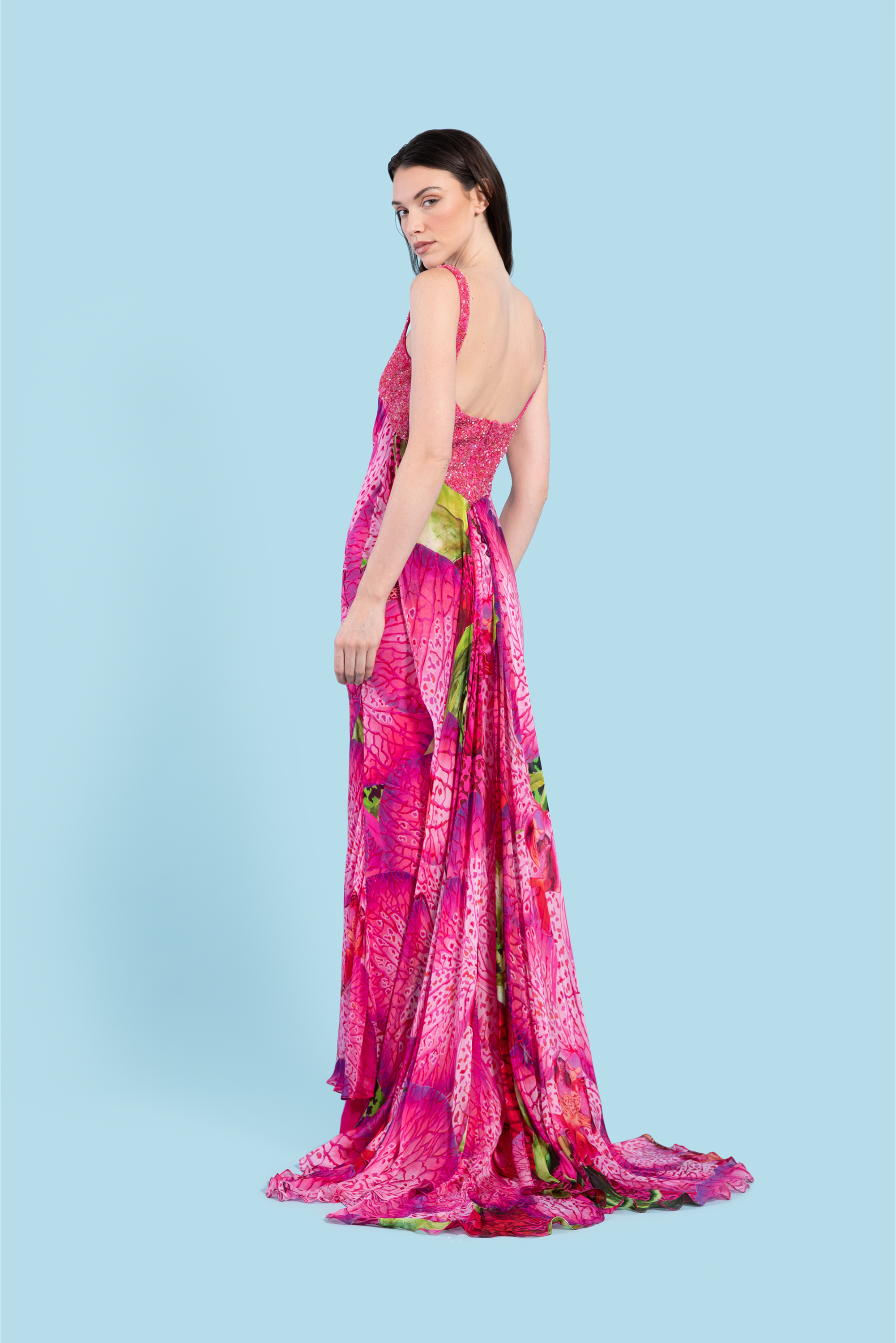 Orchid Pink Print Gown